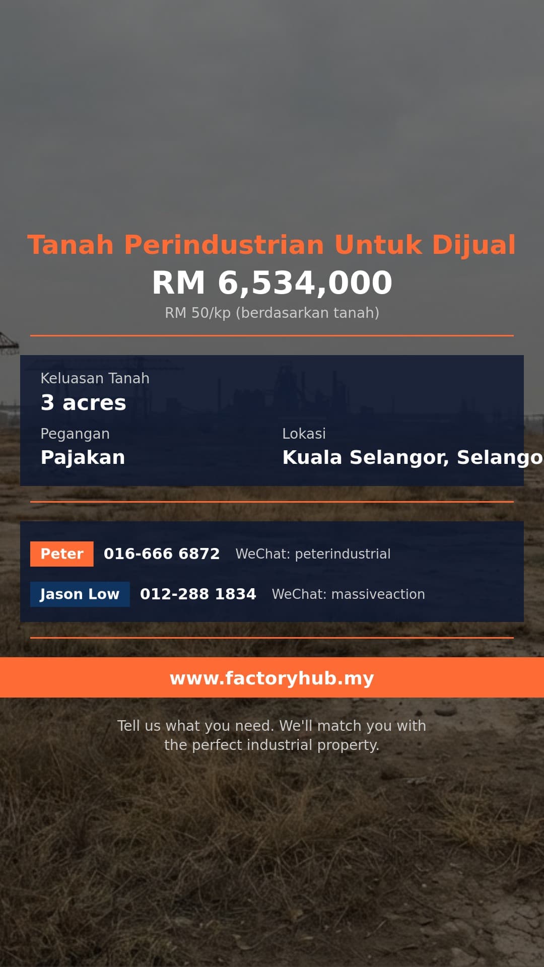 Tanah Untuk Dijual - Tanah Perindustrian untuk Dijual di Bestari Jaya, Kuala Selangor - Kuala Selangor, Selangor