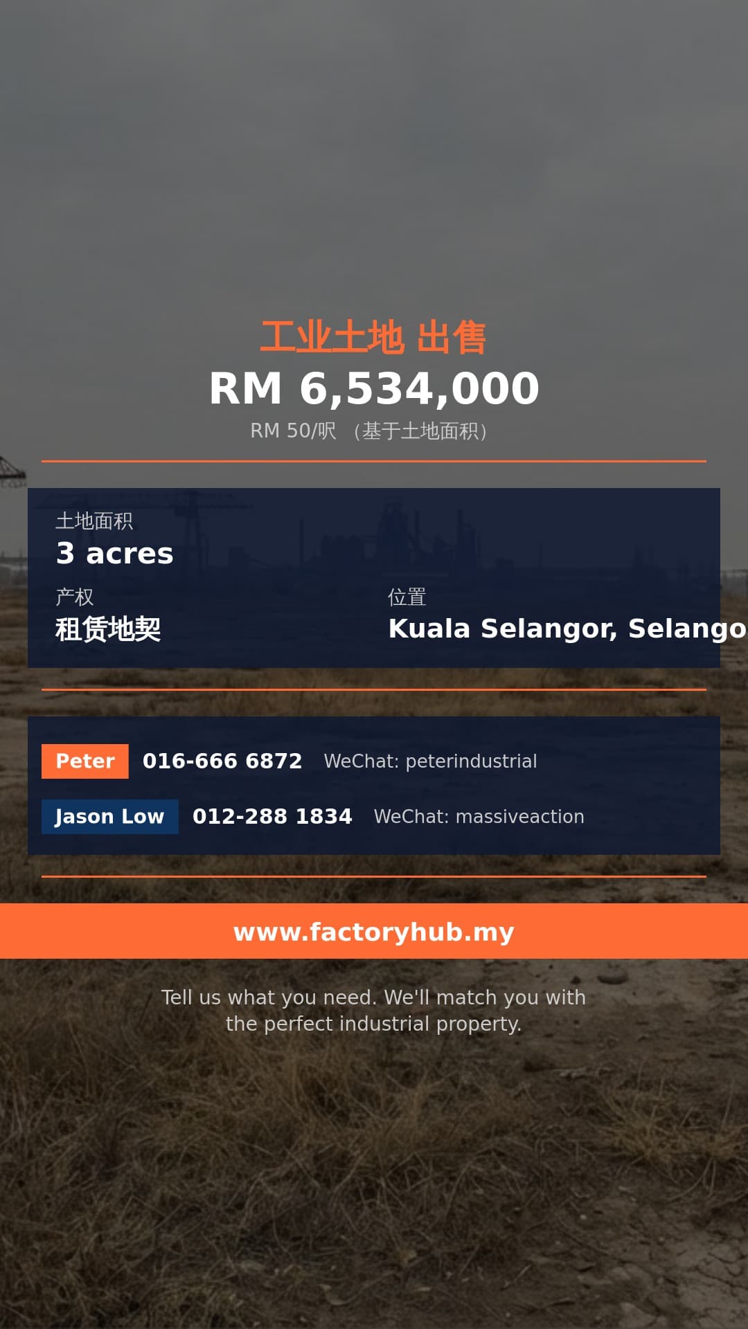 土地 出售 - 出售位于雪兰莪瓜拉雪兰莪Bestari Jaya的工业用地 - Kuala Selangor, Selangor