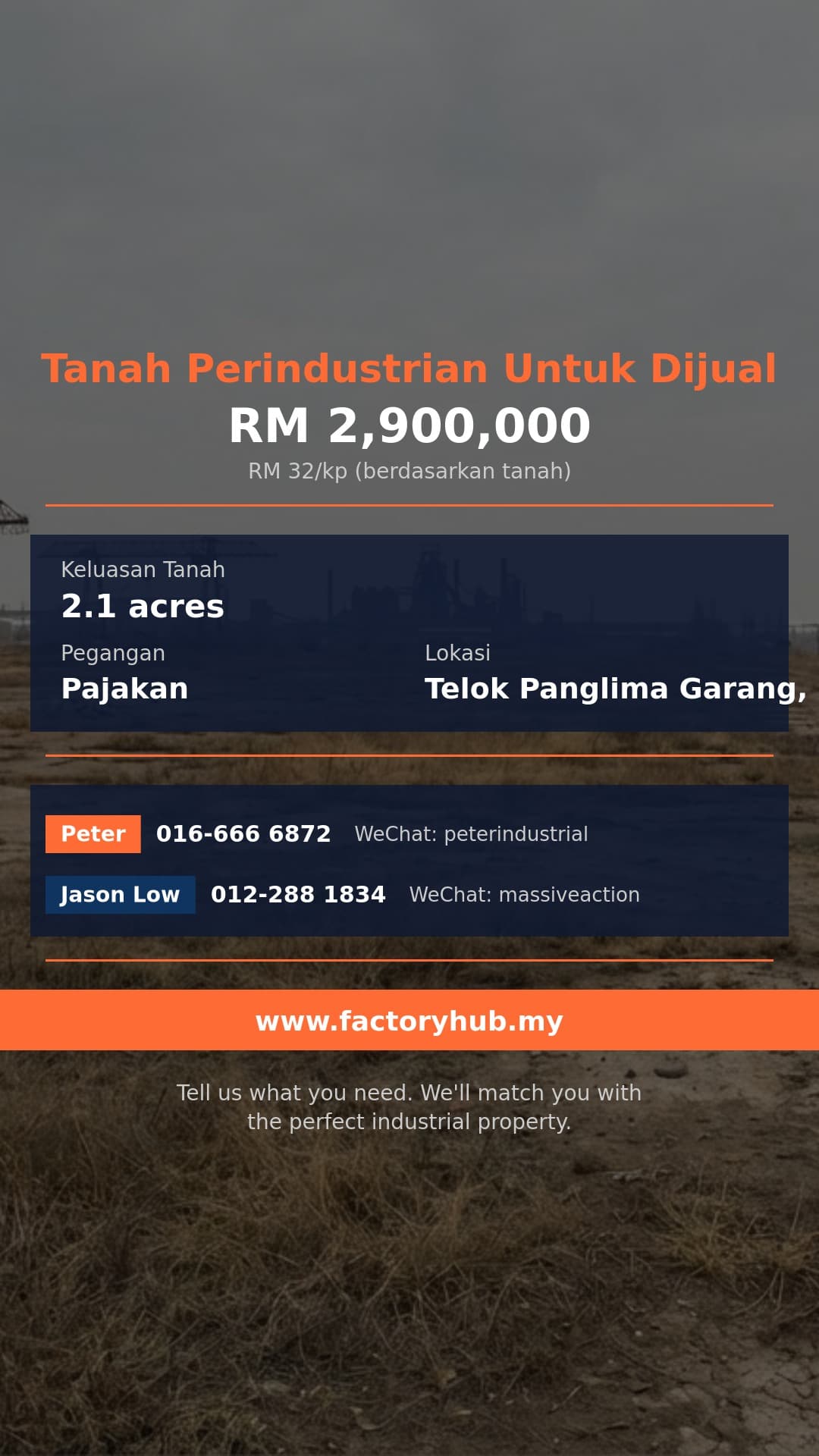 Tanah Untuk Dijual - Tanah Pertanian untuk Dijual di Sijangkang – RM2.9J 2.1ekar - Telok Panglima Garang, Selangor