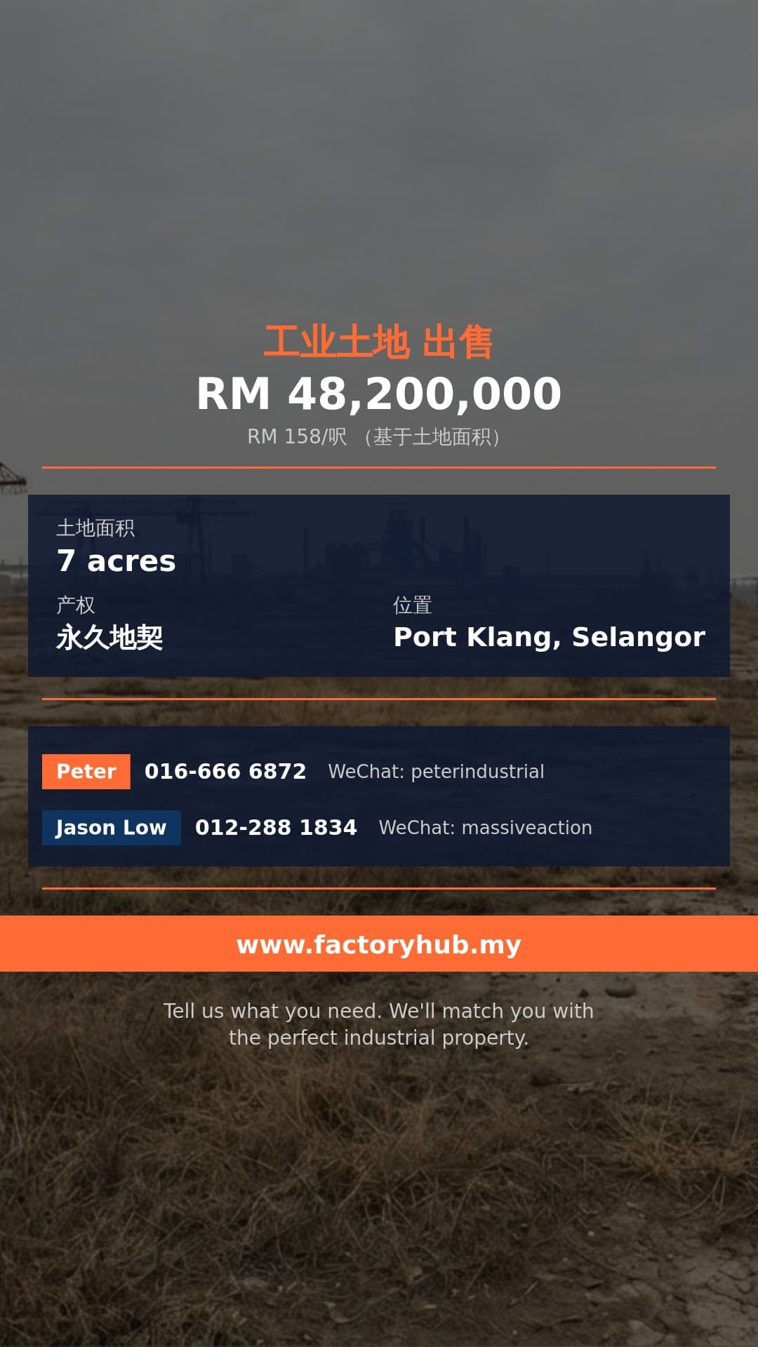 土地 出售 - 加埔百达利7英亩永久地契工业地出售 - Port Klang, Selangor