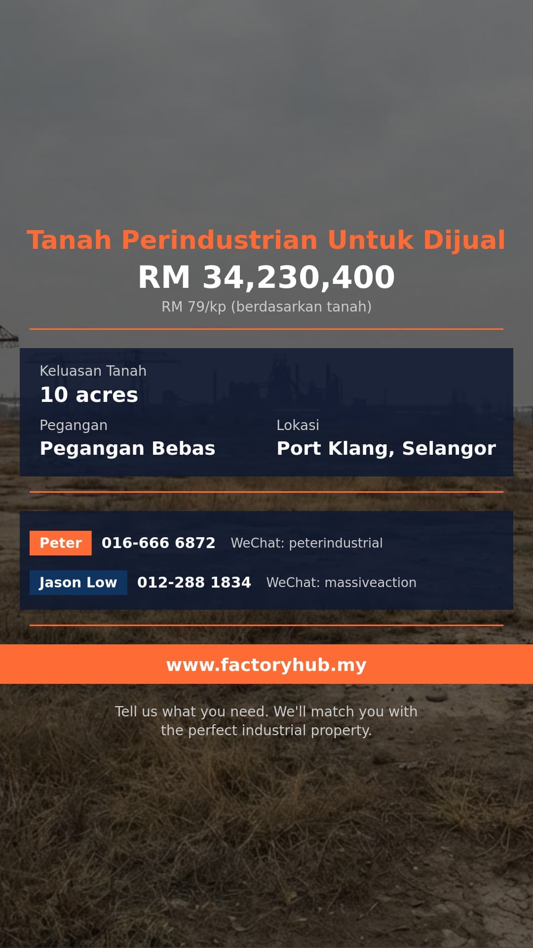 Tanah Untuk Dijual - Tanah Perindustrian Untuk Dijual di Bandar Parklands, Klang - Port Klang, Selangor