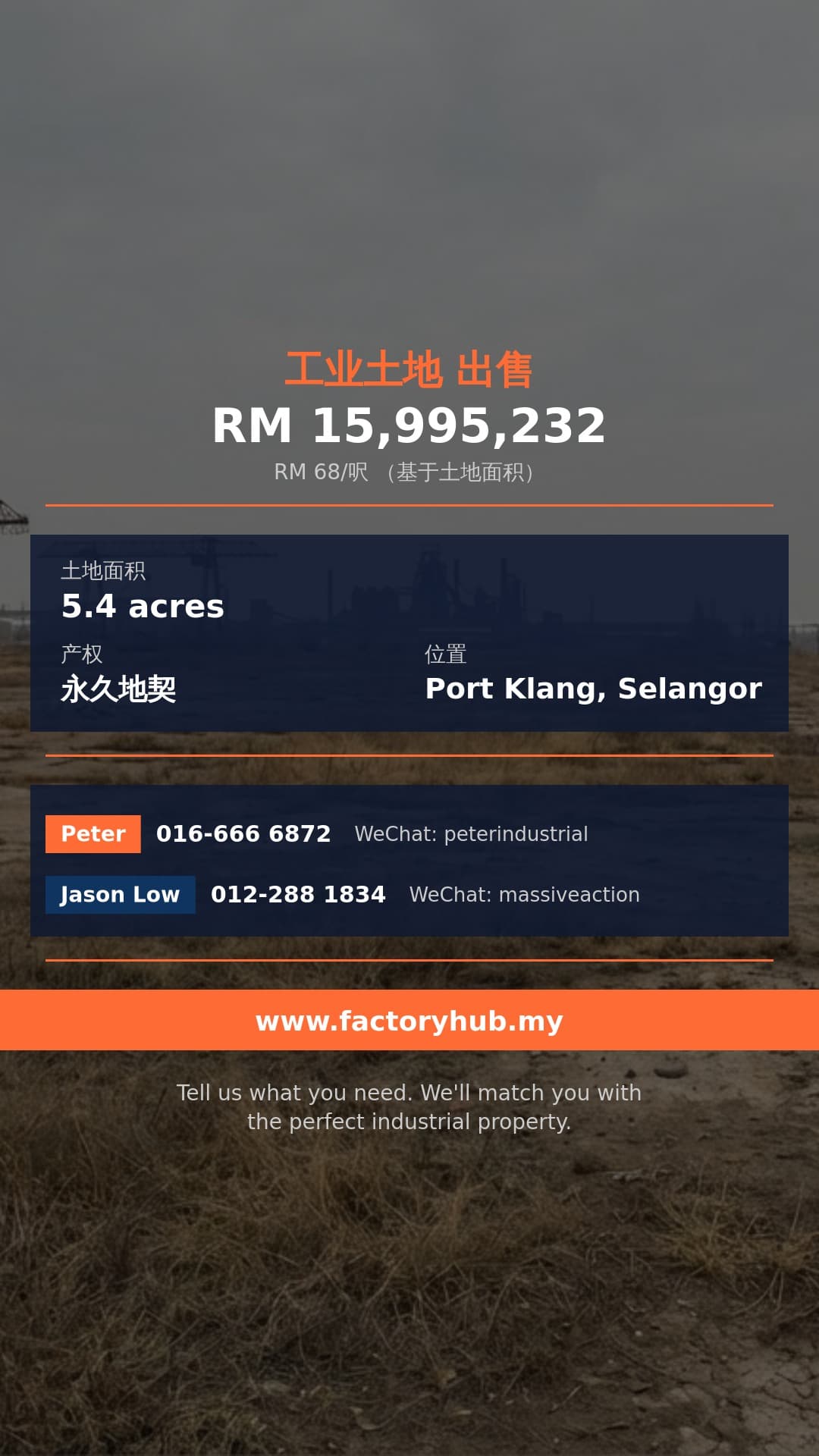 土地 出售 - 永久地契巴都16惹兰工业地出售，巴生 - Port Klang, Selangor