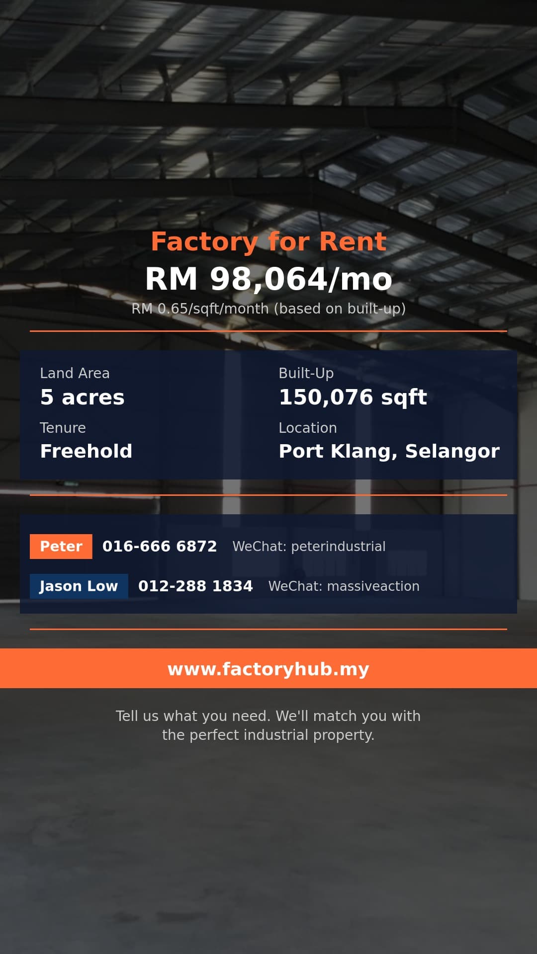 Factory For Rent - Detached Factory for Rent in Meru, Klang - 150,076 sqft - Port Klang, Selangor