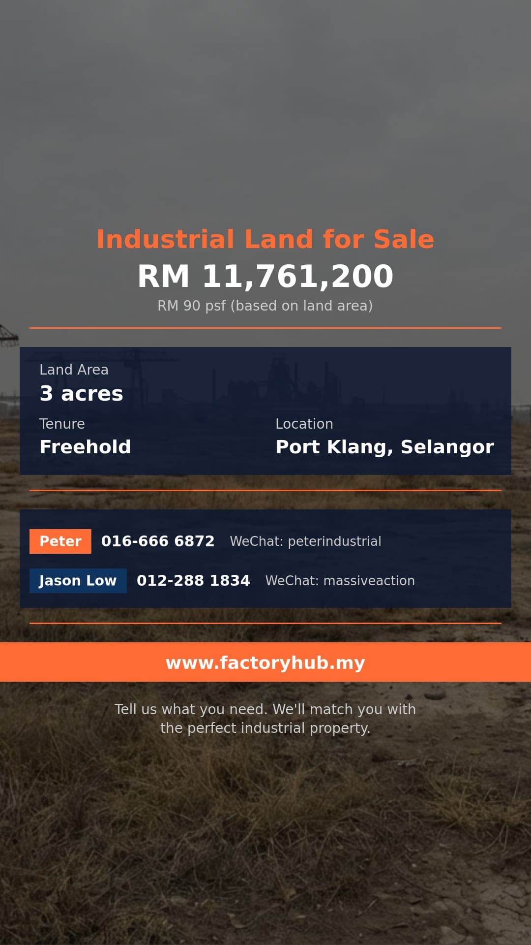 Land For Sale - Port Klang Freehold Agricultural Land for Sale – RM11.76M 3 acres - Port Klang, Selangor