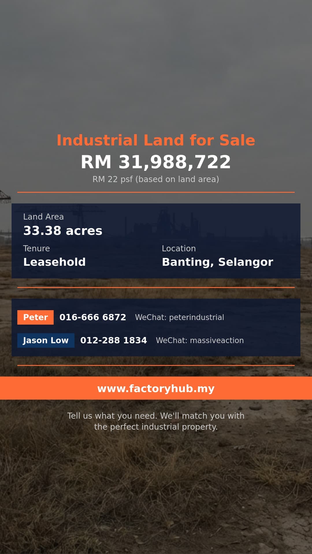 Land For Sale - Agricultural Land for Sale in Banting – RM31.99M 33.38ac - Banting, Selangor