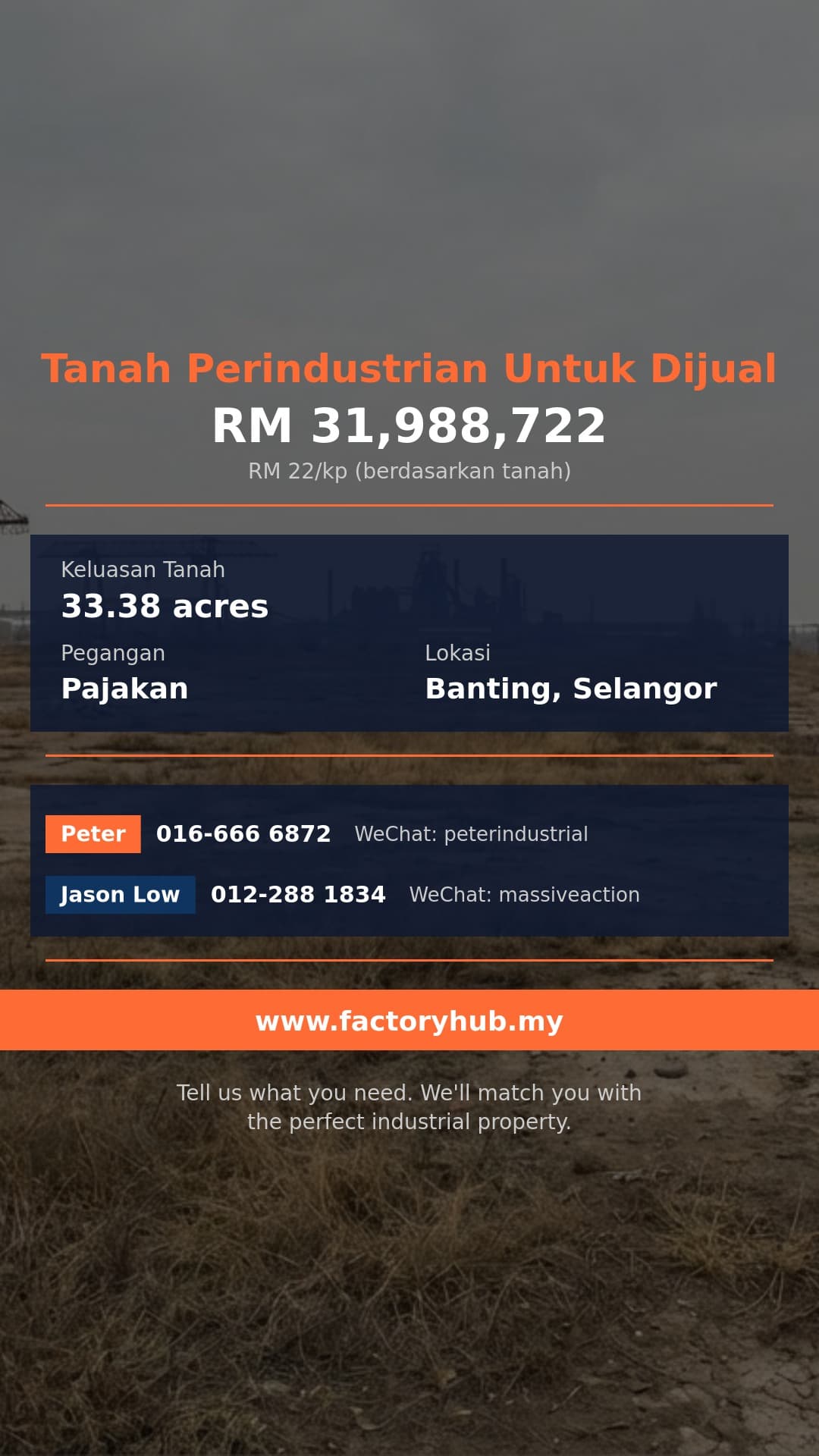 Tanah Untuk Dijual - Tanah Pertanian untuk Dijual di Banting – RM31.99J 33.38ekar - Banting, Selangor