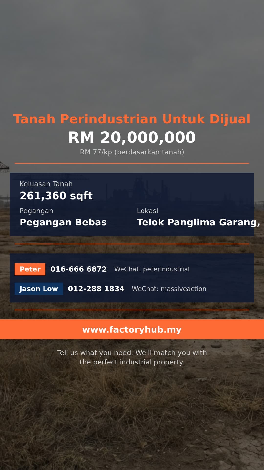 Tanah Untuk Dijual - Tanah Perindustrian Untuk Dijual di Telok Panglima Garang, Selangor - Telok Panglima Garang, Selangor Tanah Untuk Dijual - Tanah Perindustrian Untuk Dijual di Telok Panglima Garang, Selangor - Telok Panglima Garang, Selangor