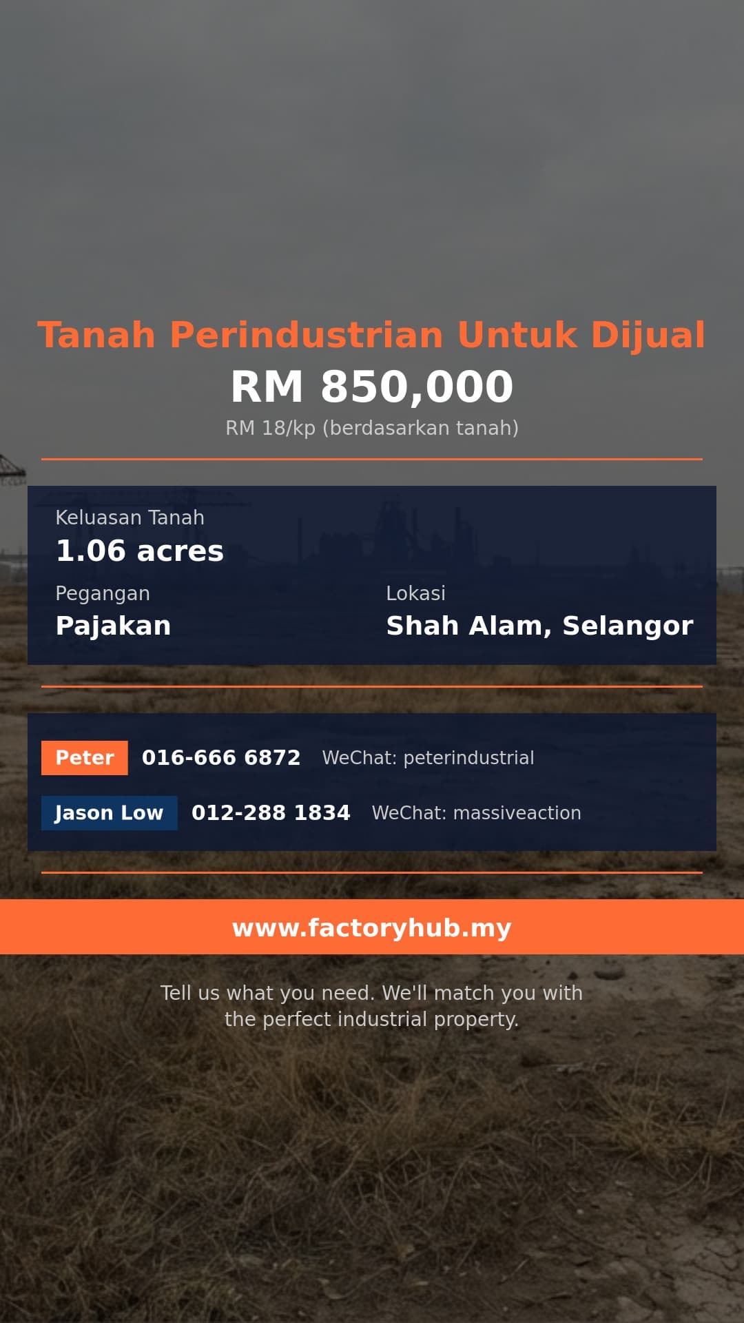 Tanah Untuk Dijual - Tanah Pertanian Johan Setia untuk Dijual – RM850K 46152kp - Shah Alam, Selangor