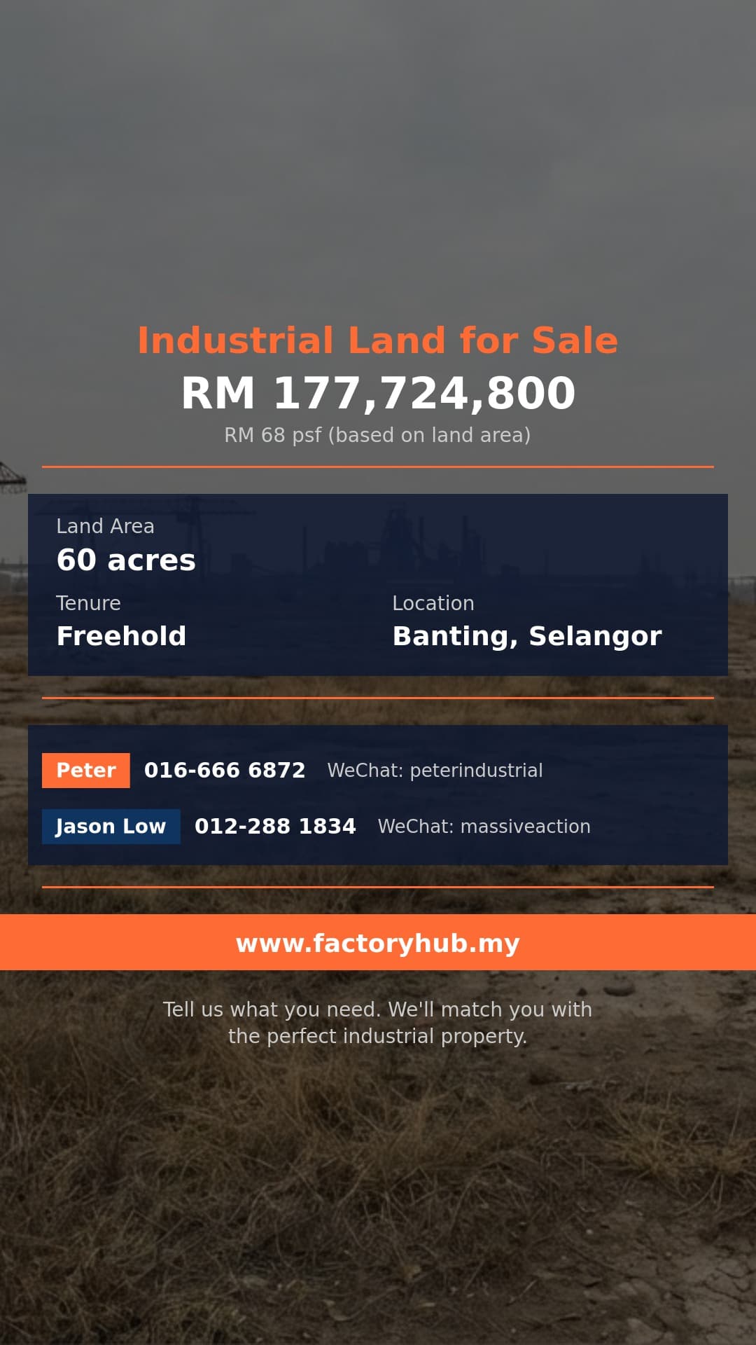 Land For Sale - Freehold 60 Acre Industrial Land for Sale in Banting, Selangor - Banting, Selangor
