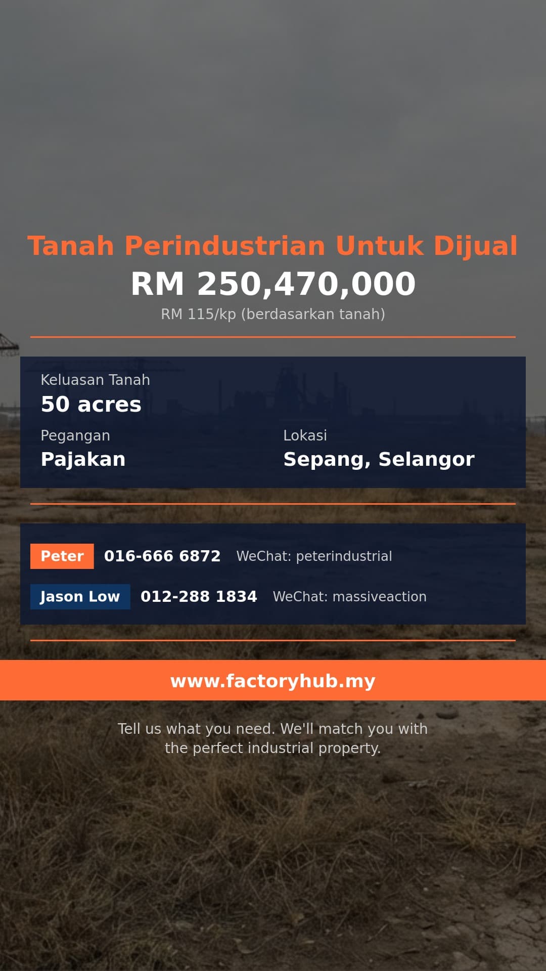 Tanah Untuk Dijual - Tanah Perindustrian Untuk Dijual di Sepang, Selangor - Sepang, Selangor