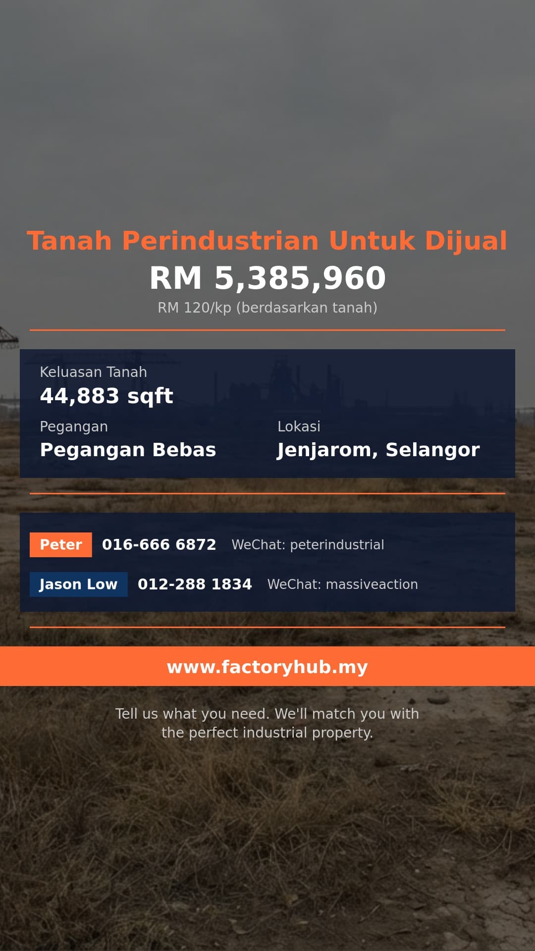 Tanah Untuk Dijual - Tanah Perindustrian Untuk Dijual di Jenjarom, Selangor - Jenjarom, Selangor Tanah Untuk Dijual - Tanah Perindustrian Untuk Dijual di Jenjarom, Selangor - Jenjarom, Selangor