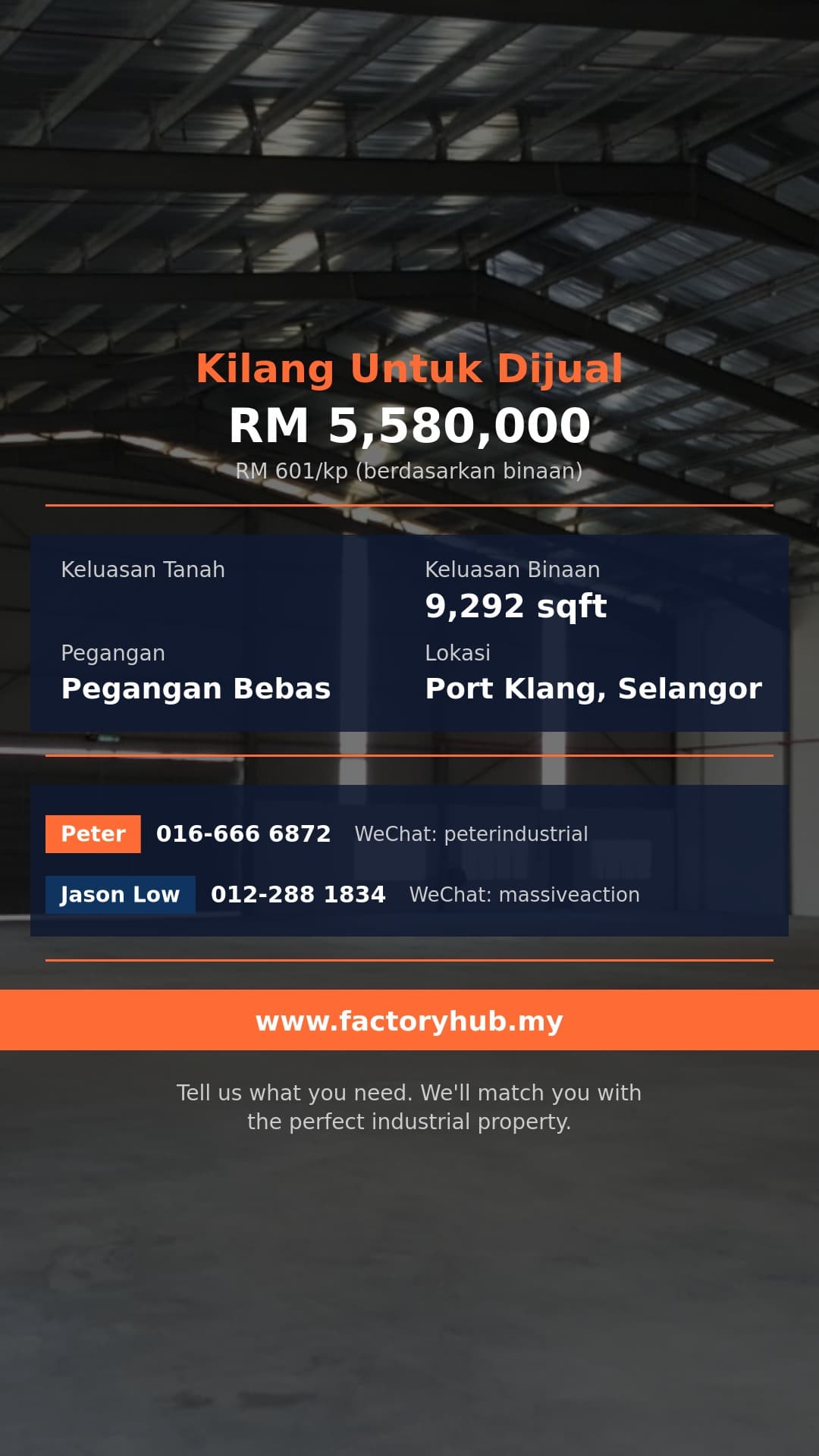 Kilang Untuk Dijual - Kilang Untuk Dijual di Taman Perindustrian Air Hitam, Klang - Port Klang, Selangor