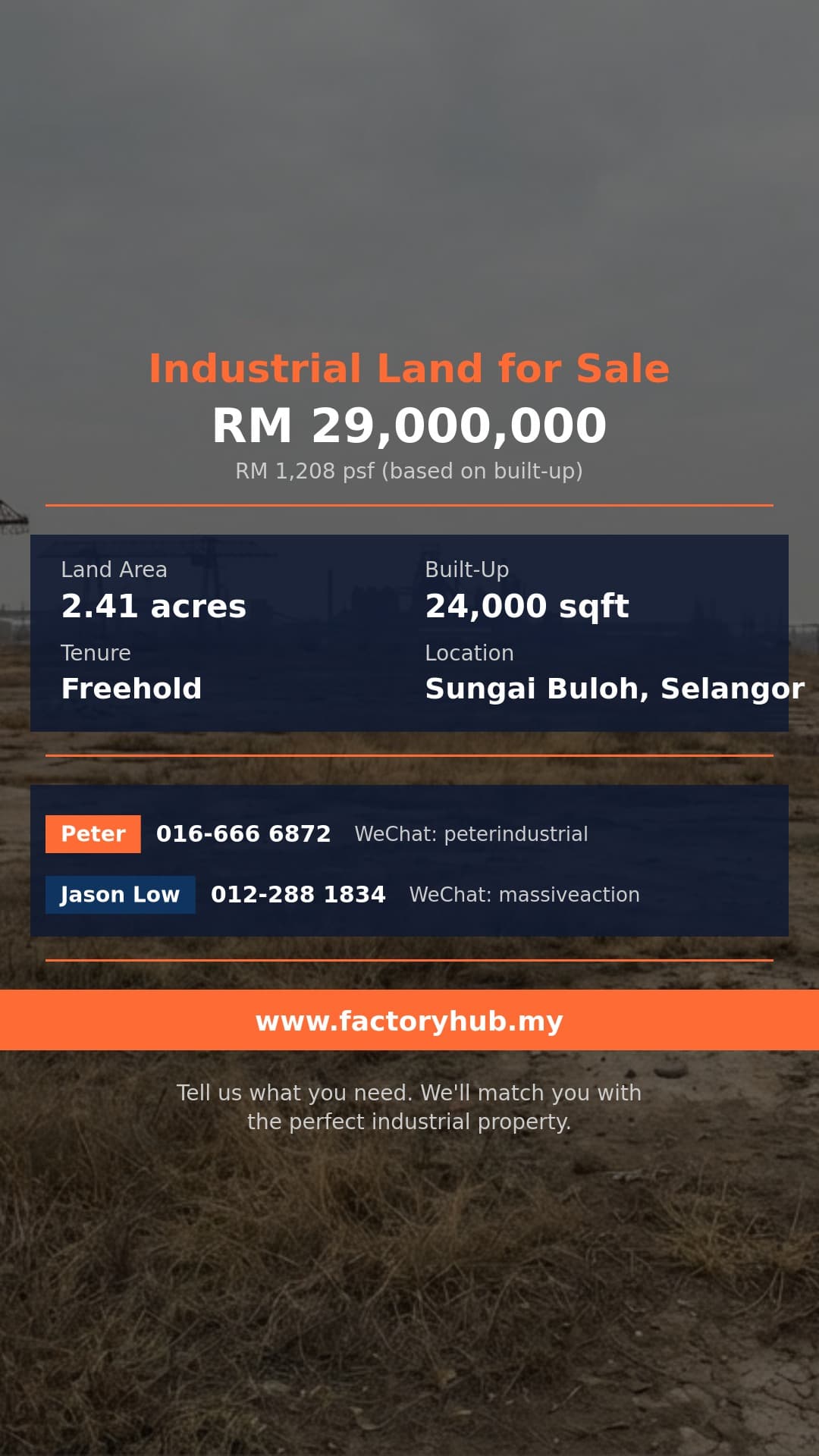 Land For Sale - Freehold Industrial Land for Sale in Bukit Rahman Putra – RM29M 2.41ac - Sungai Buloh, Selangor
