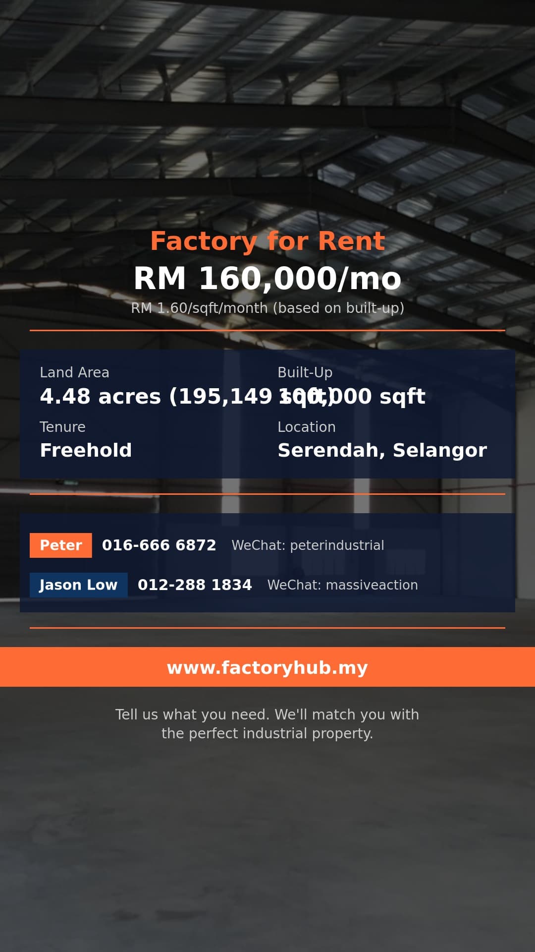 Factory For Rent - RM160K/mo Detached Factory for Rent in Sungai Choh – 100000sf - Serendah, Selangor