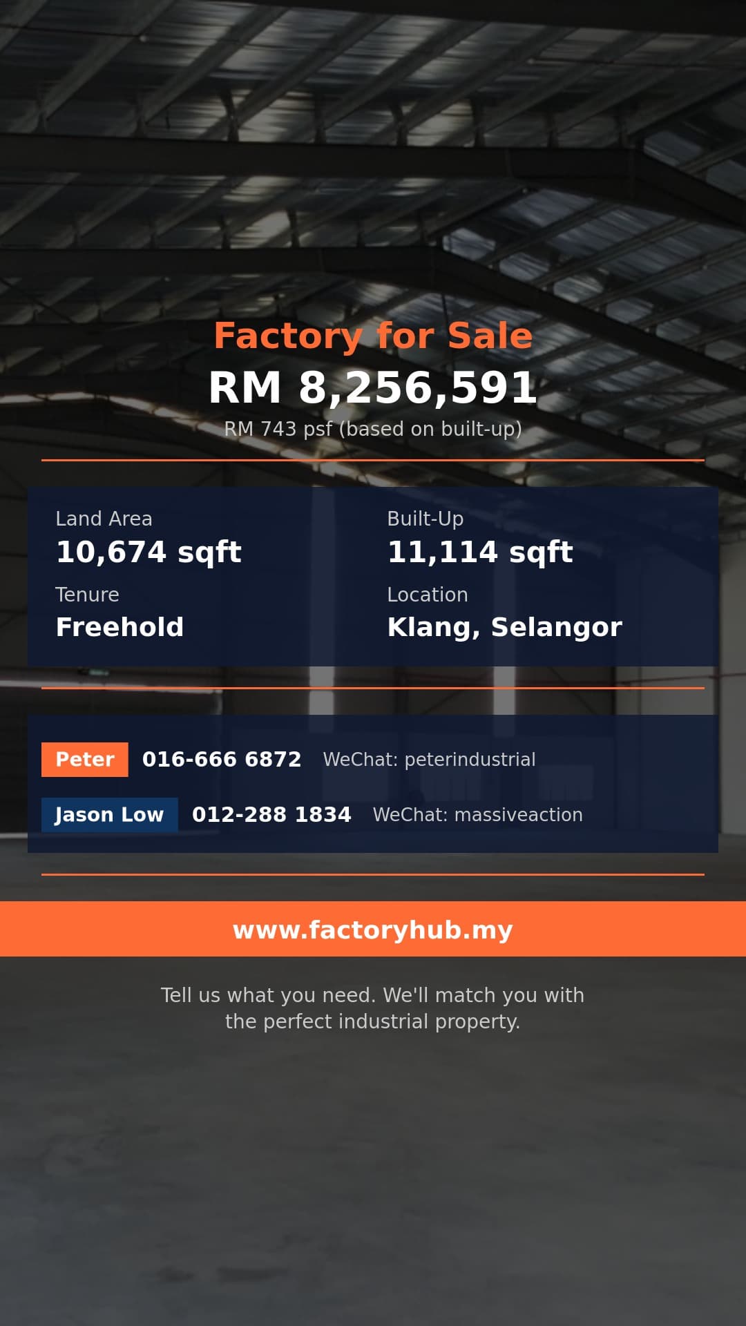 Factory For Sale - RM8.25M Freehold Semi-D Factory for Sale in Bukit Raja – 11114sf - Port Klang, Selangor