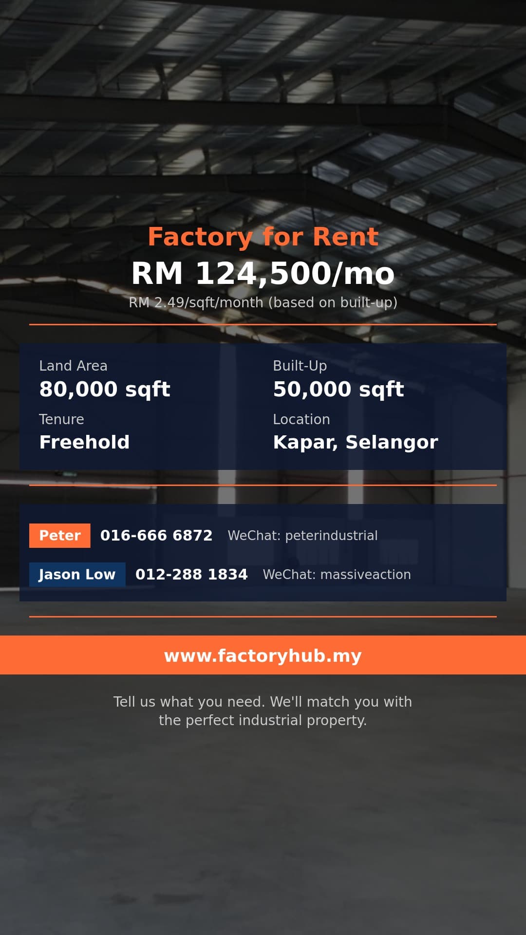 Factory For Rent - Kapar Industrial Park Warehouse for Rent – RM124.5K/mo 50000sf - Kapar, Selangor