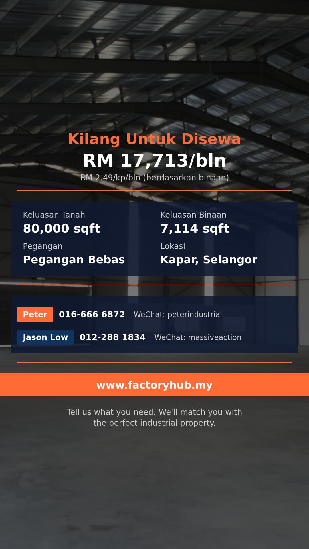 Kilang Untuk Disewa - RM17713/bln Gudang untuk Disewa di Kapar Industrial Park – 7114kp - Kapar, Selangor