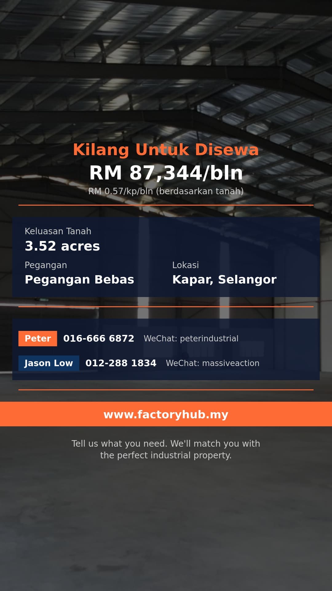 Kilang Untuk Disewa - Kilang Bebas untuk Disewa di Kapar – RM87K/bln 153K+kp - Kapar, Selangor