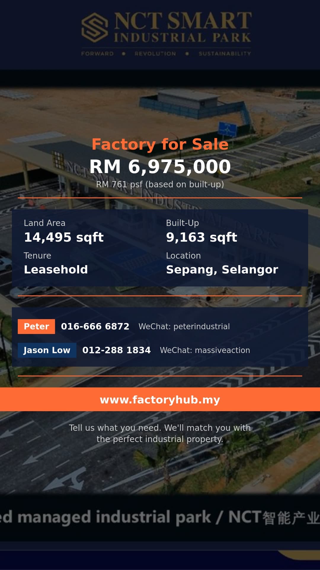 Factory For Sale - Corner Cluster Factory (Type A1) for Sale in Sepang — NCT Smart Industrial Park - Sepang, Selangor