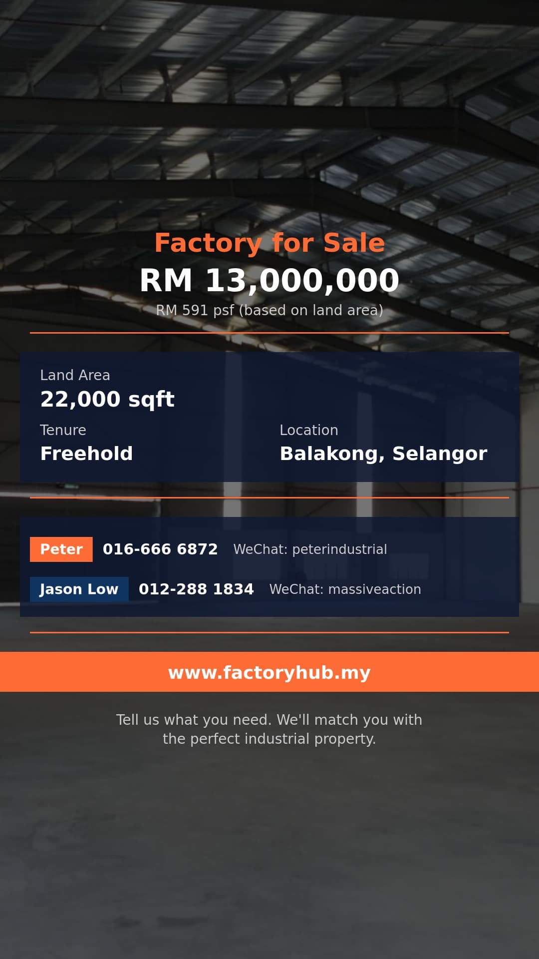 Factory For Sale - Freehold Semi-D Factory for Sale in Jalan BA, Balakong - Balakong, Selangor