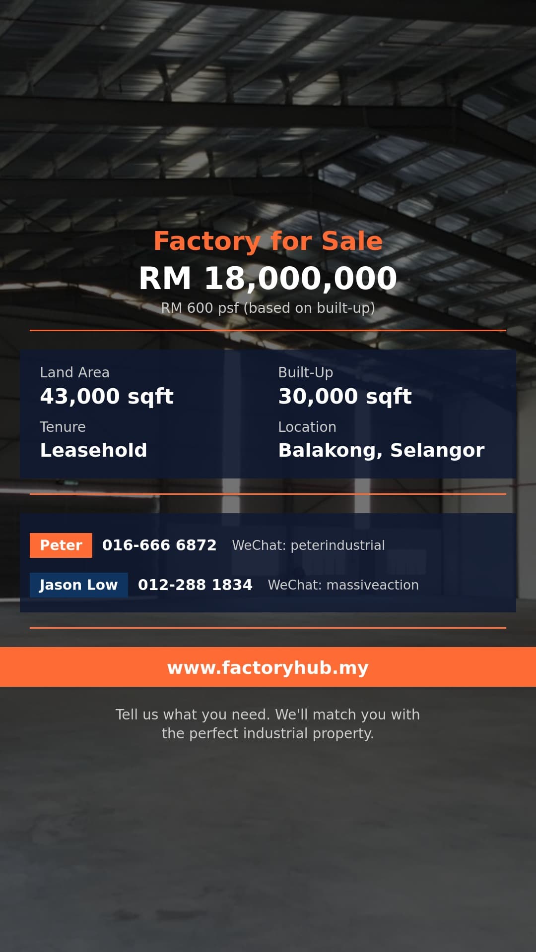 Factory For Sale - Detached Factory for Sale in Cheras Jaya, Balakong - Balakong, Selangor