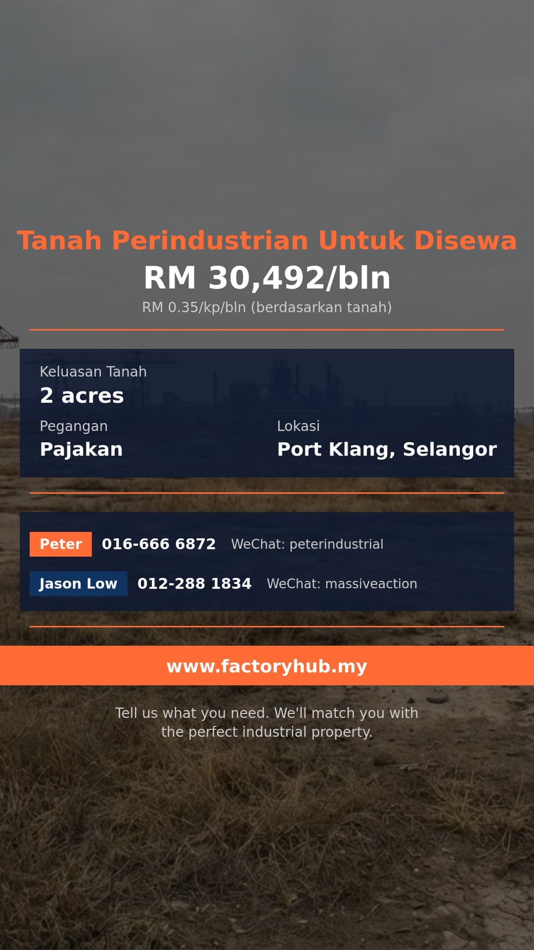 Tanah Untuk Disewa - Tanah Perindustrian untuk Disewa di North Port, Port Klang – RM30.5K/bln 2 Ekar - Port Klang, Selangor