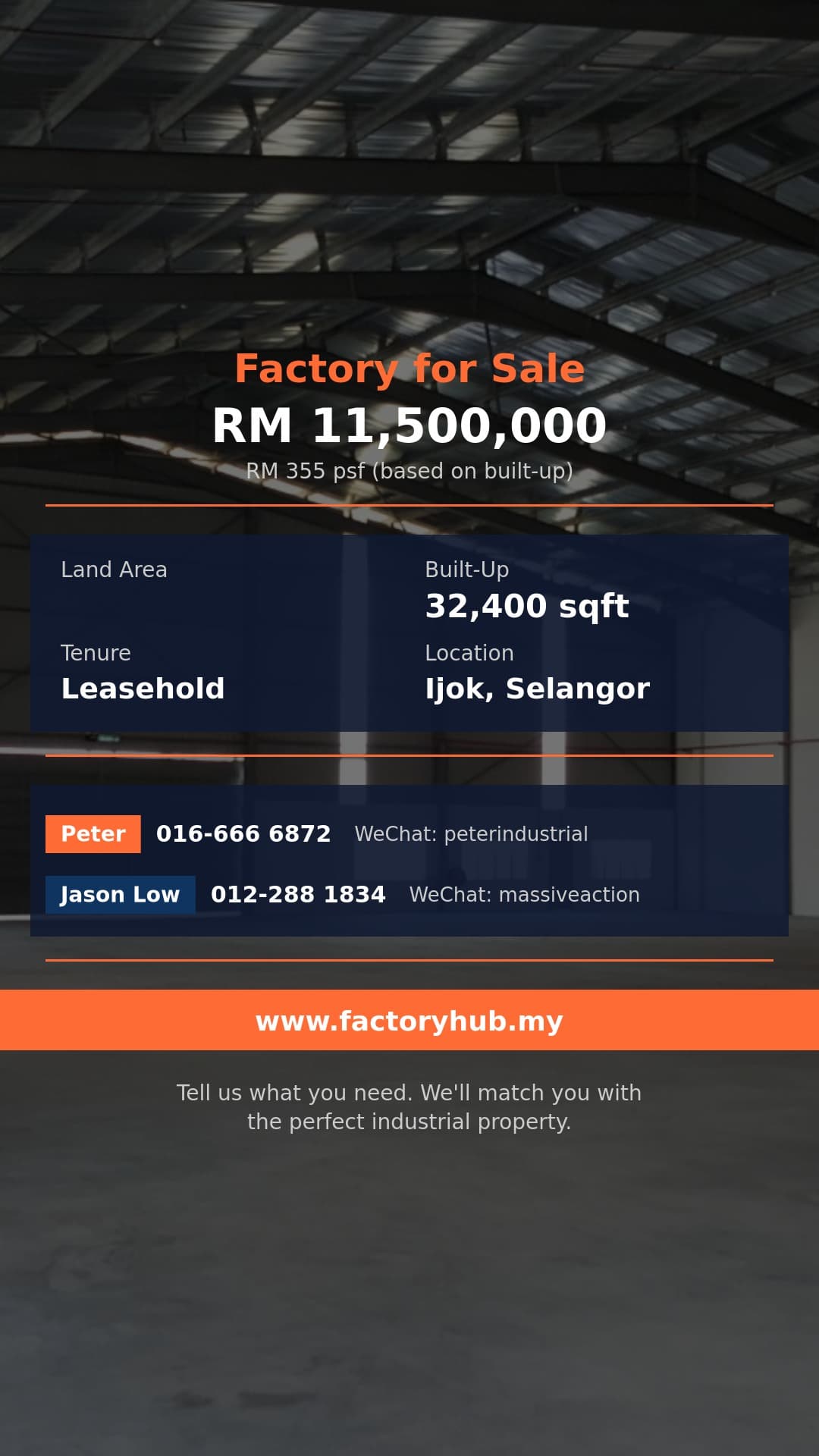 Factory For Sale - Detached Factory for Sale on Jalan Harmoni, Ijok - Ijok, Selangor