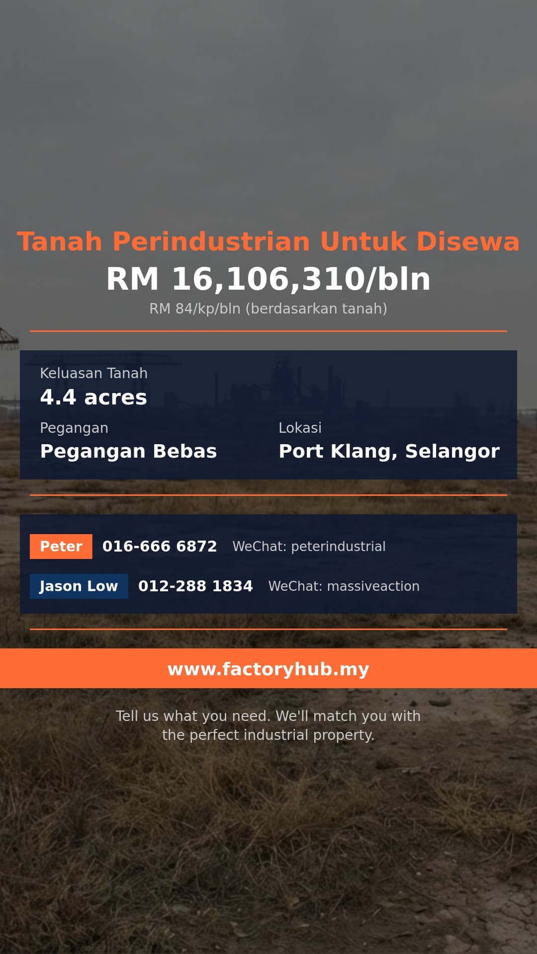 Tanah Untuk Disewa - RM16.1J/bln Tanah Perindustrian untuk Disewa di Port Klang – 191664kp - Port Klang, Selangor