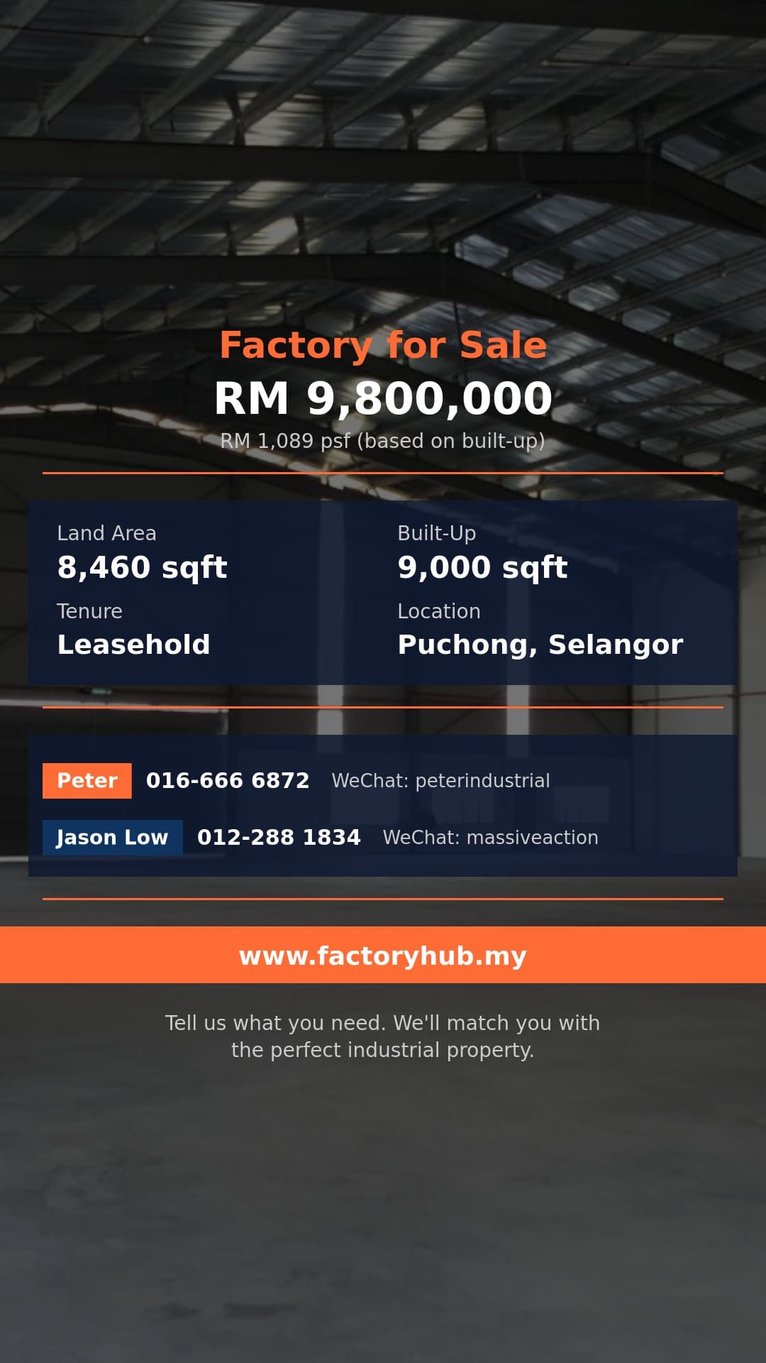 Factory For Sale - Semi-D Factory for Sale in Jalan Utama 1, Puchong - Puchong, Selangor