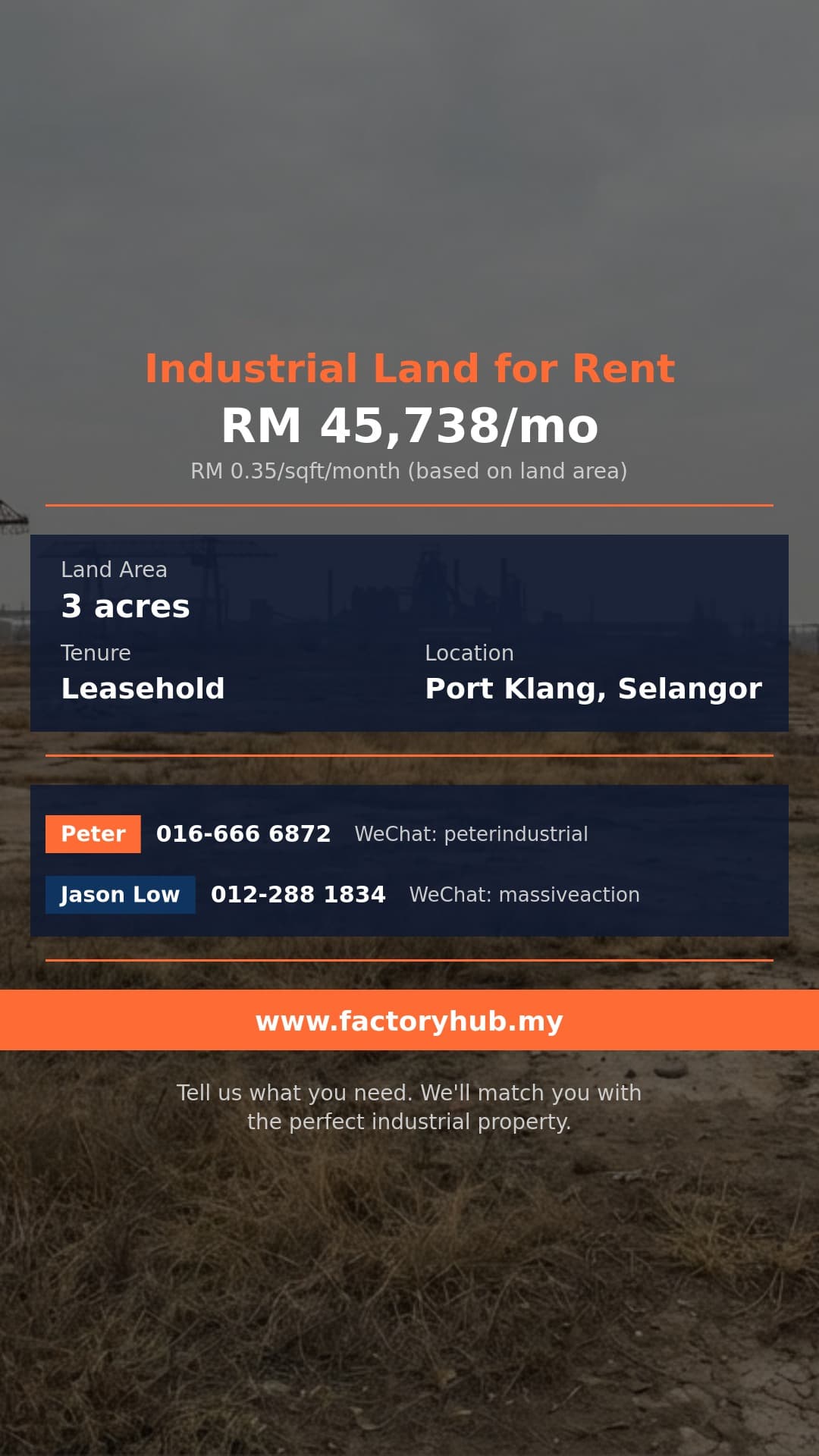 Land For Rent - RM45.7K/mo Industrial Land for Rent in West Port Klang – 3 Acres - Port Klang, Selangor