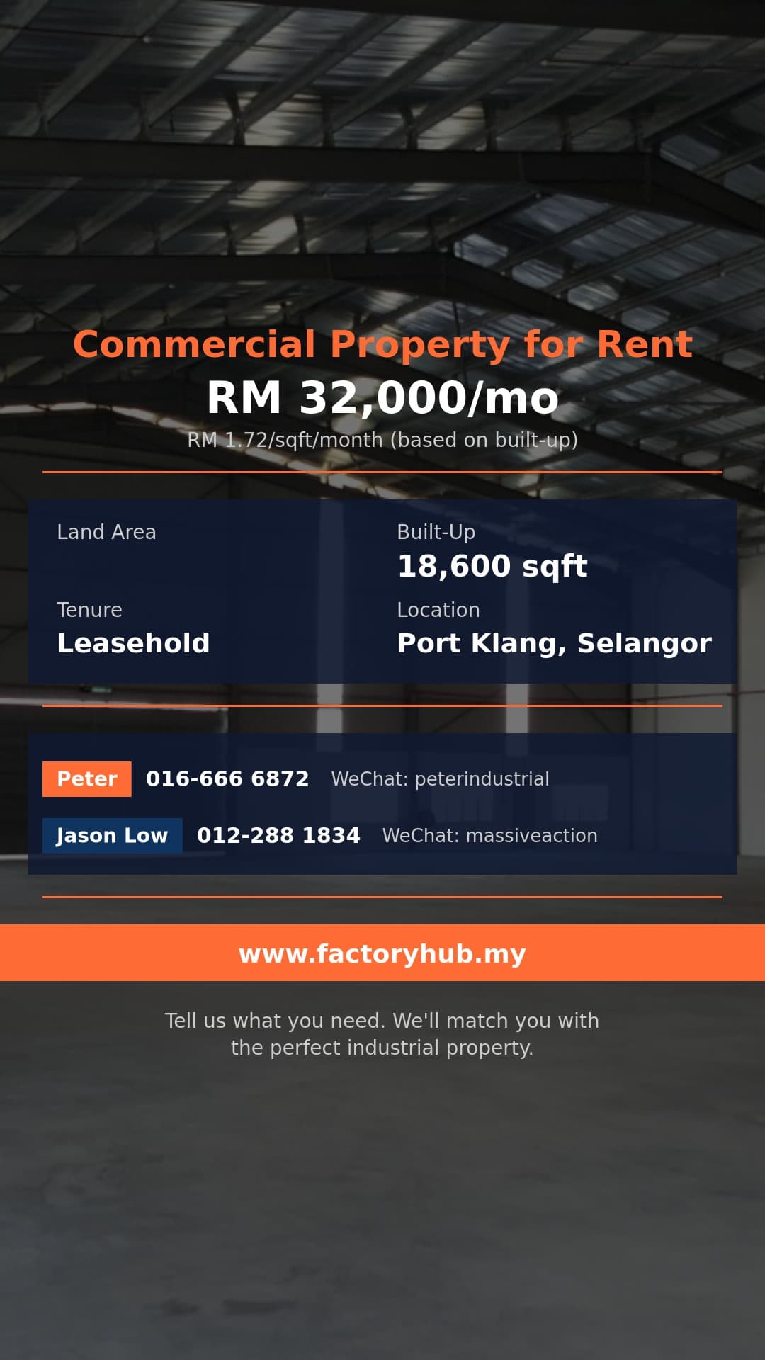 Commercial For Rent - Service Workshop for Rent in North Port, Port Klang – RM32K/mo 18600sf - Port Klang, Selangor