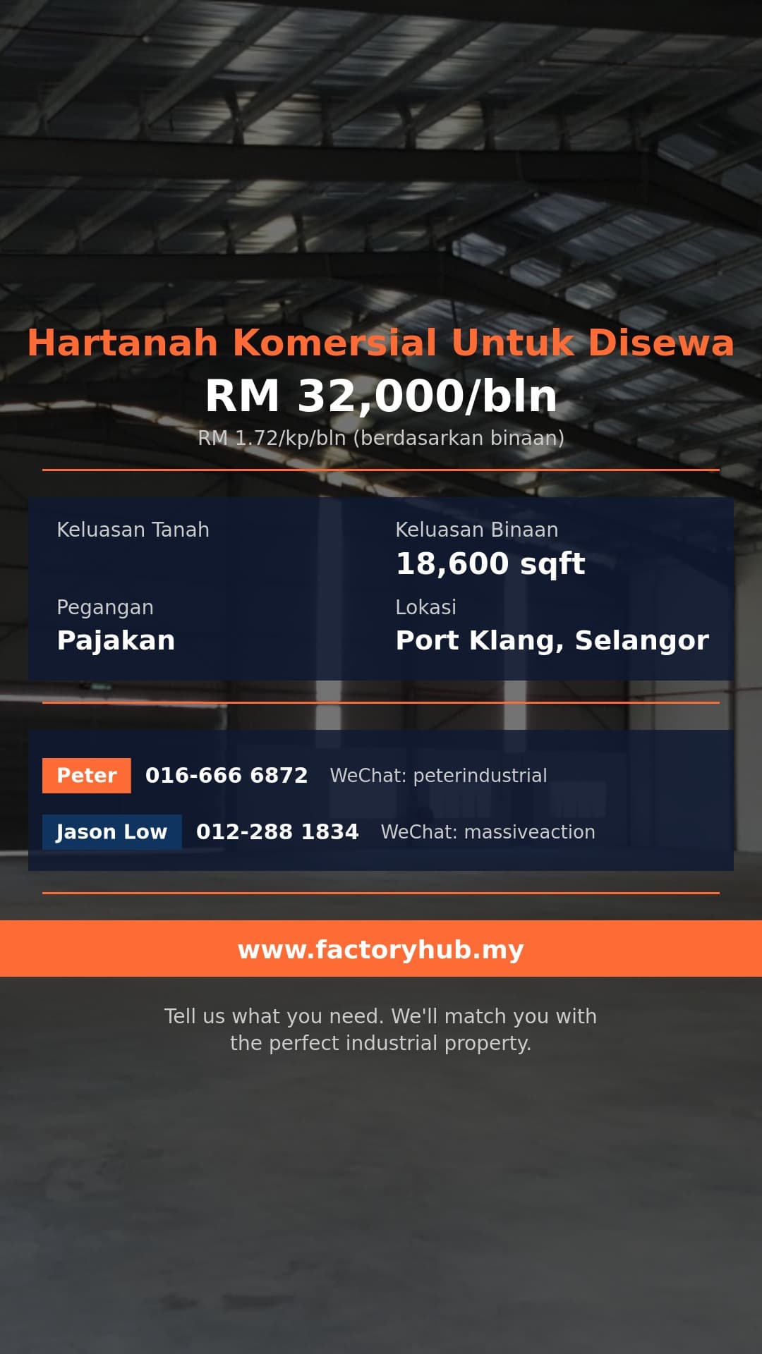 Komersial Untuk Disewa - Bengkel Servis untuk Disewa di North Port, Port Klang – RM32K/bln 18600kp - Port Klang, Selangor