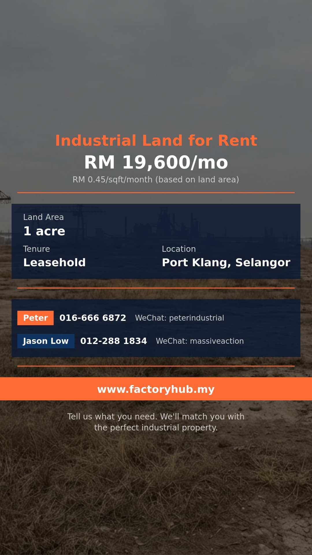 Land For Rent - North Port Industrial Land for Rent – RM19.6K/mo 1 Acre - Port Klang, Selangor