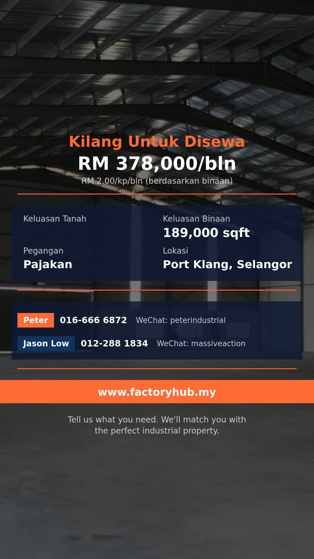 Kilang Untuk Disewa - Gudang North Port untuk Disewa – RM378K/bln 189000kp - Port Klang, Selangor
