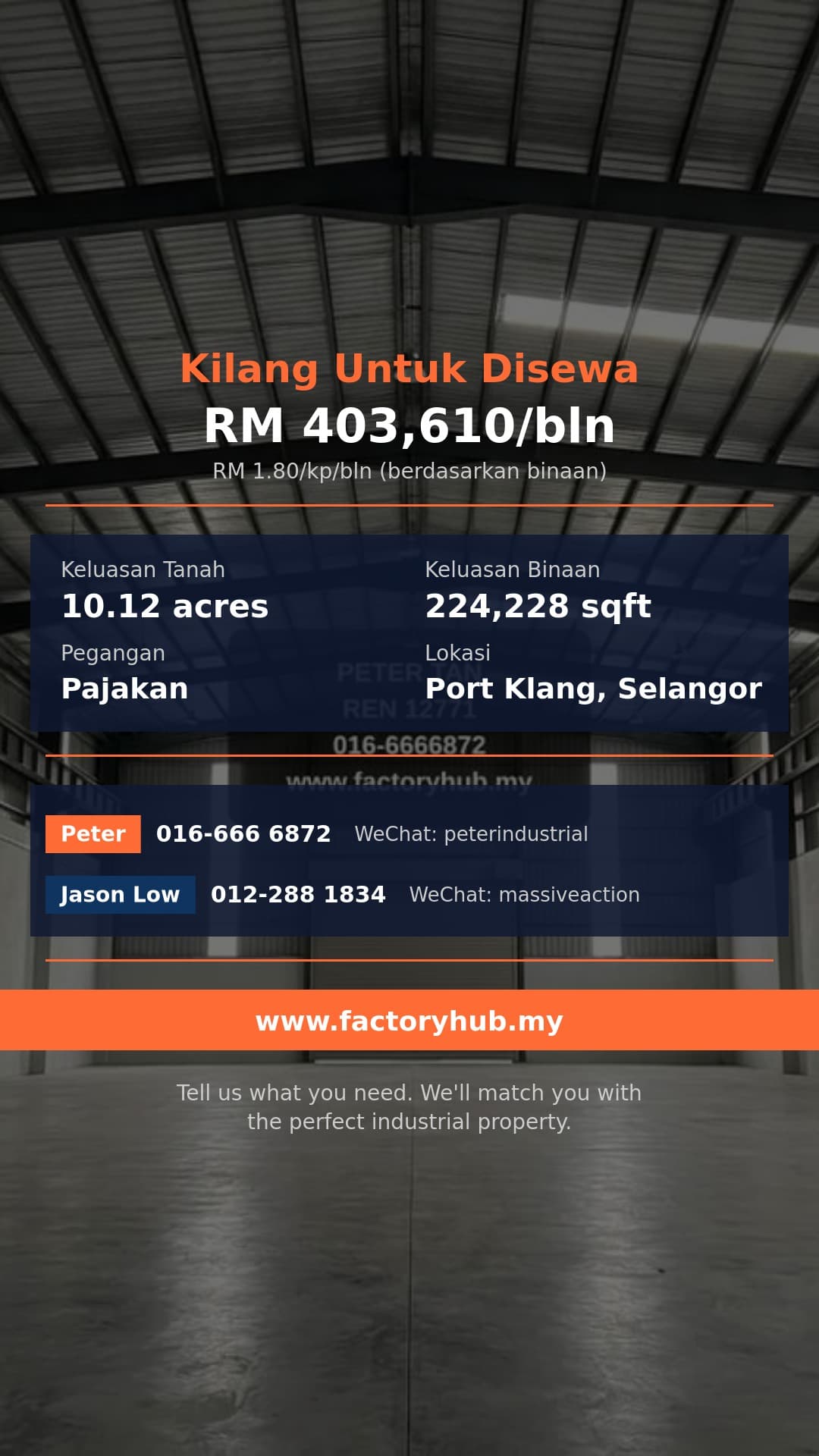 Kilang Untuk Disewa - Kilang Berkembar untuk Disewa di Pandamaran, Pelabuhan Klang - Port Klang, Selangor