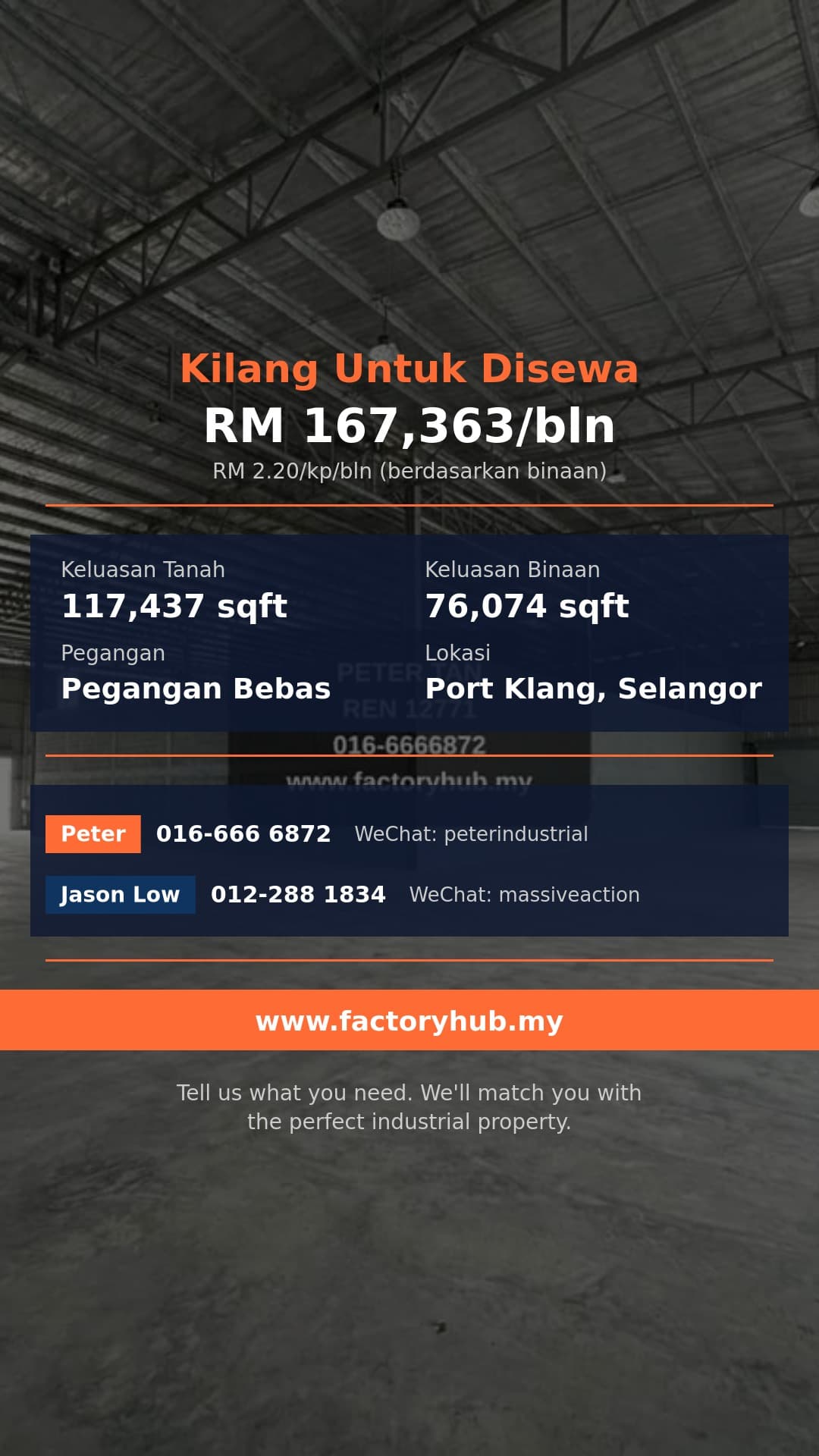 Kilang Untuk Disewa - Kilang/Gudang Kren HT Power untuk Disewa di Meru, Klang – RM167K - Port Klang, Selangor