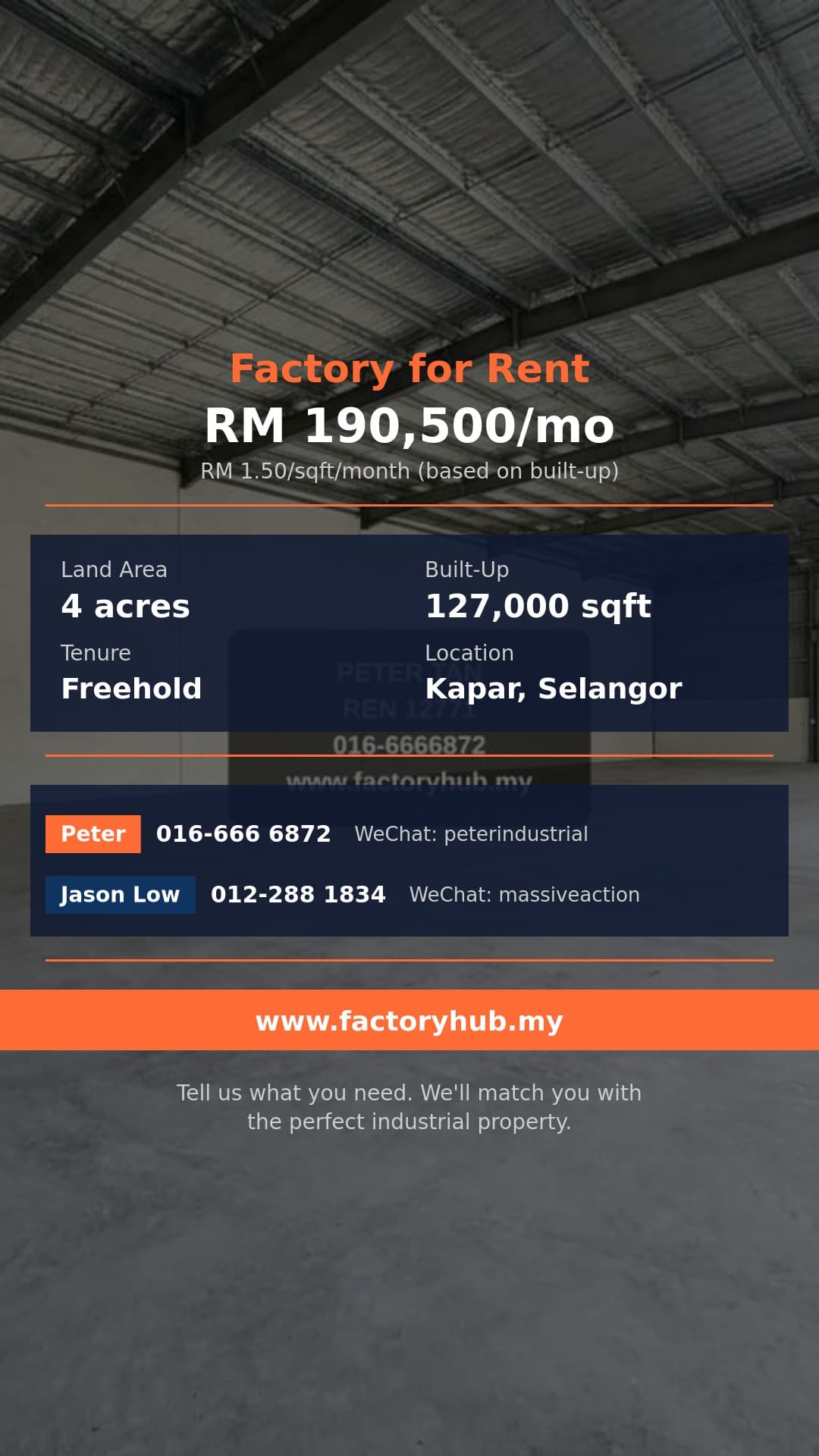 Factory For Rent - RM190K Detached Factory for Rent in Pekan Meru, Kapar – 102000sf - Kapar, Selangor