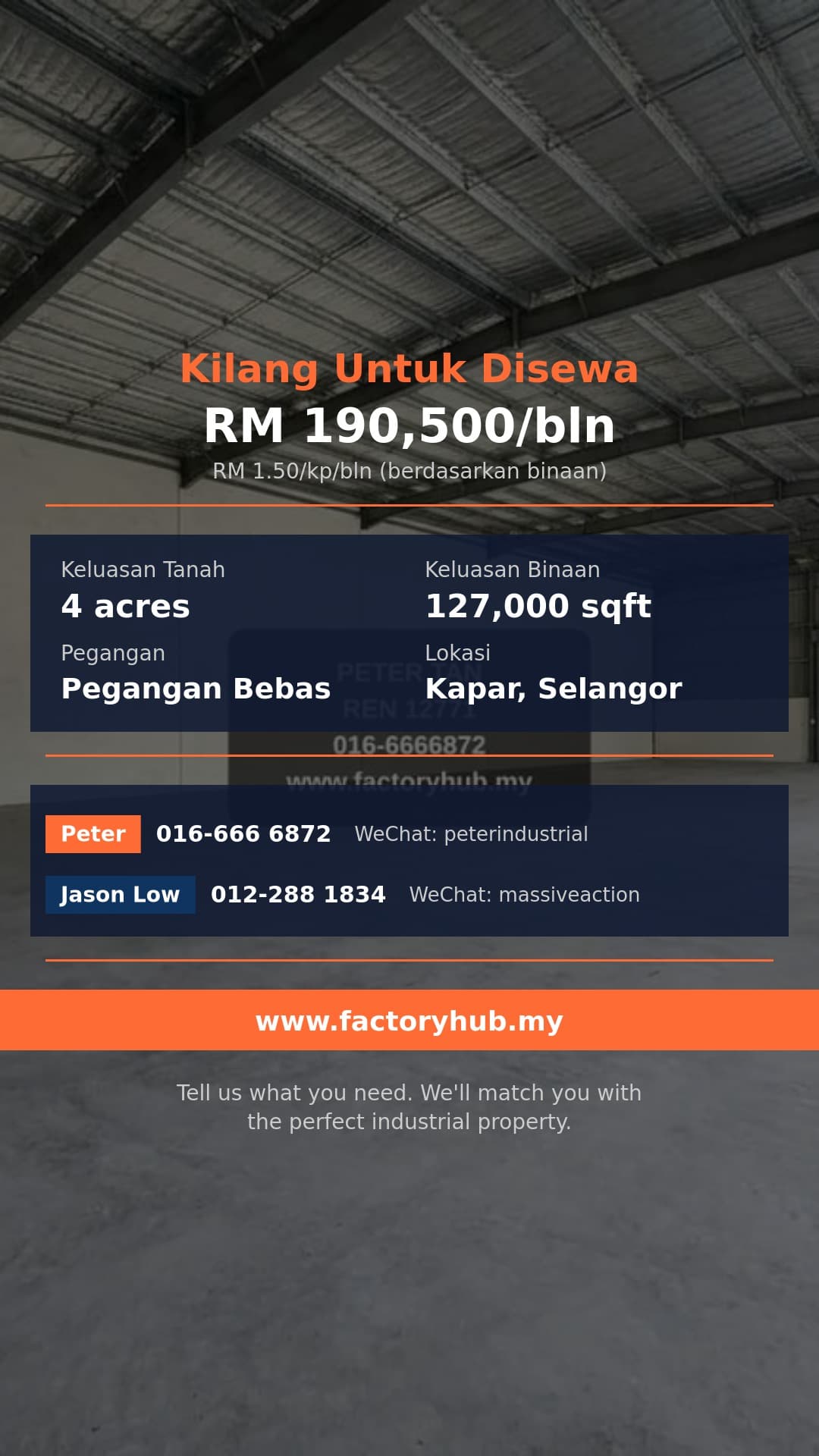Kilang Untuk Disewa - RM190K Kilang Berkembar untuk Disewa di Pekan Meru, Kapar – 102000kp - Kapar, Selangor