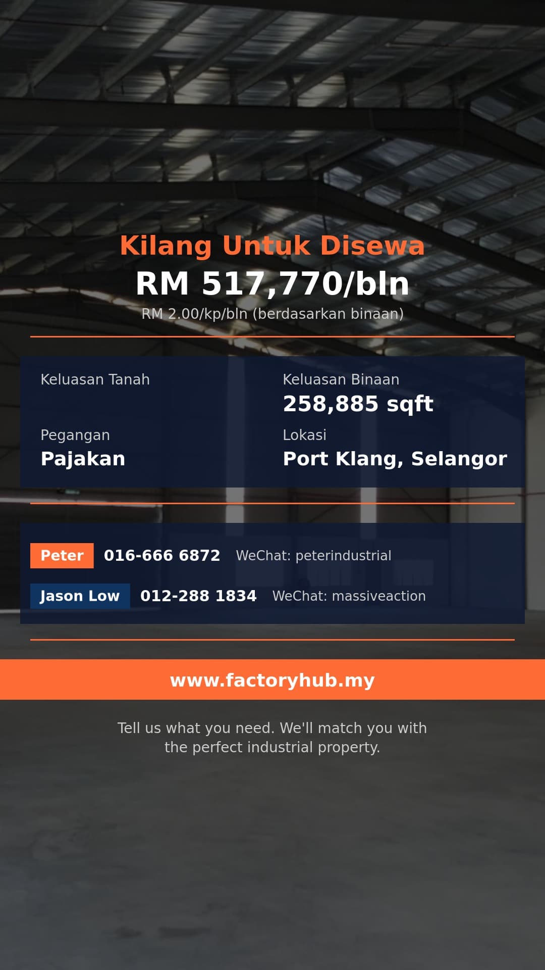 Kilang Untuk Disewa - RM517770/bln Gudang Satu Tingkat dengan Pejabat untuk Disewa di WestPort, Pulau Indah – 258885kp - Port Klang, Selangor