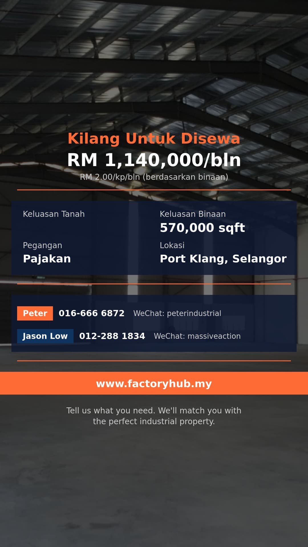Kilang Untuk Disewa - RM1.14J/bln Gudang untuk Disewa di Port Klang – 570000kp - Port Klang, Selangor