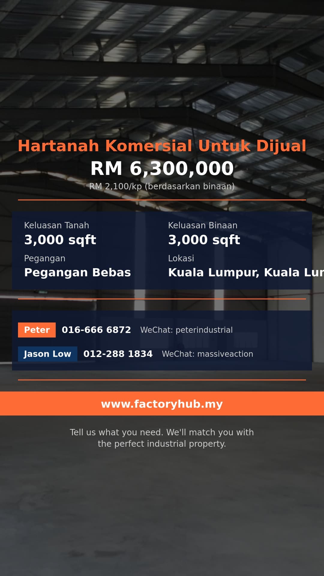 Komersial Untuk Dijual - RM6.3J Pegangan Bebas Pejabat Kedai untuk Dijual di Taman Desa – 3000kp - Kuala Lumpur, Kuala Lumpur