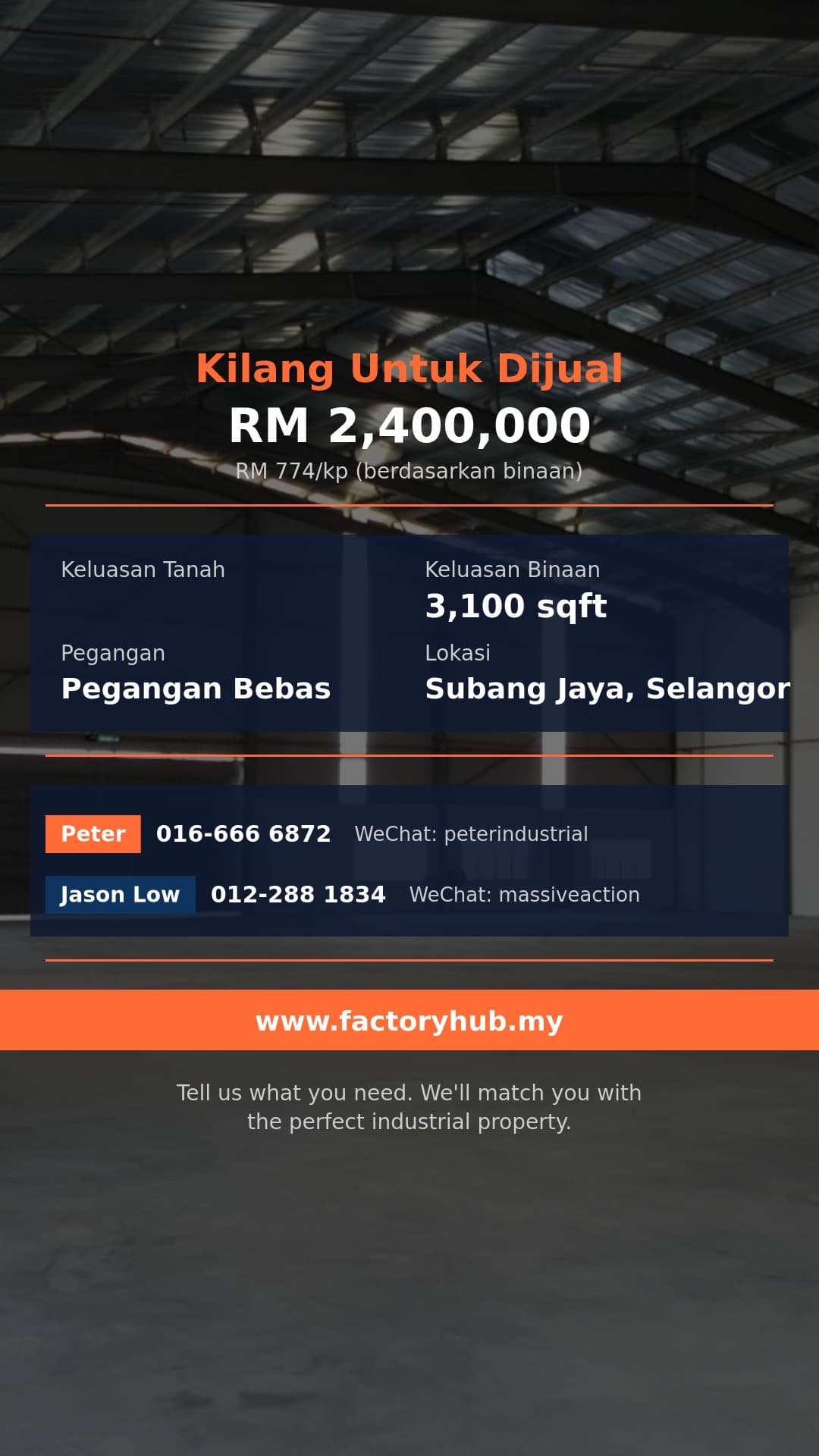 Kilang Untuk Dijual - RM2.4J Pegangan Bebas Kilang Teres 1.5-Tingkat untuk Dijual di Subang Hi-Tech – 3100kp - Subang Jaya, Selangor
