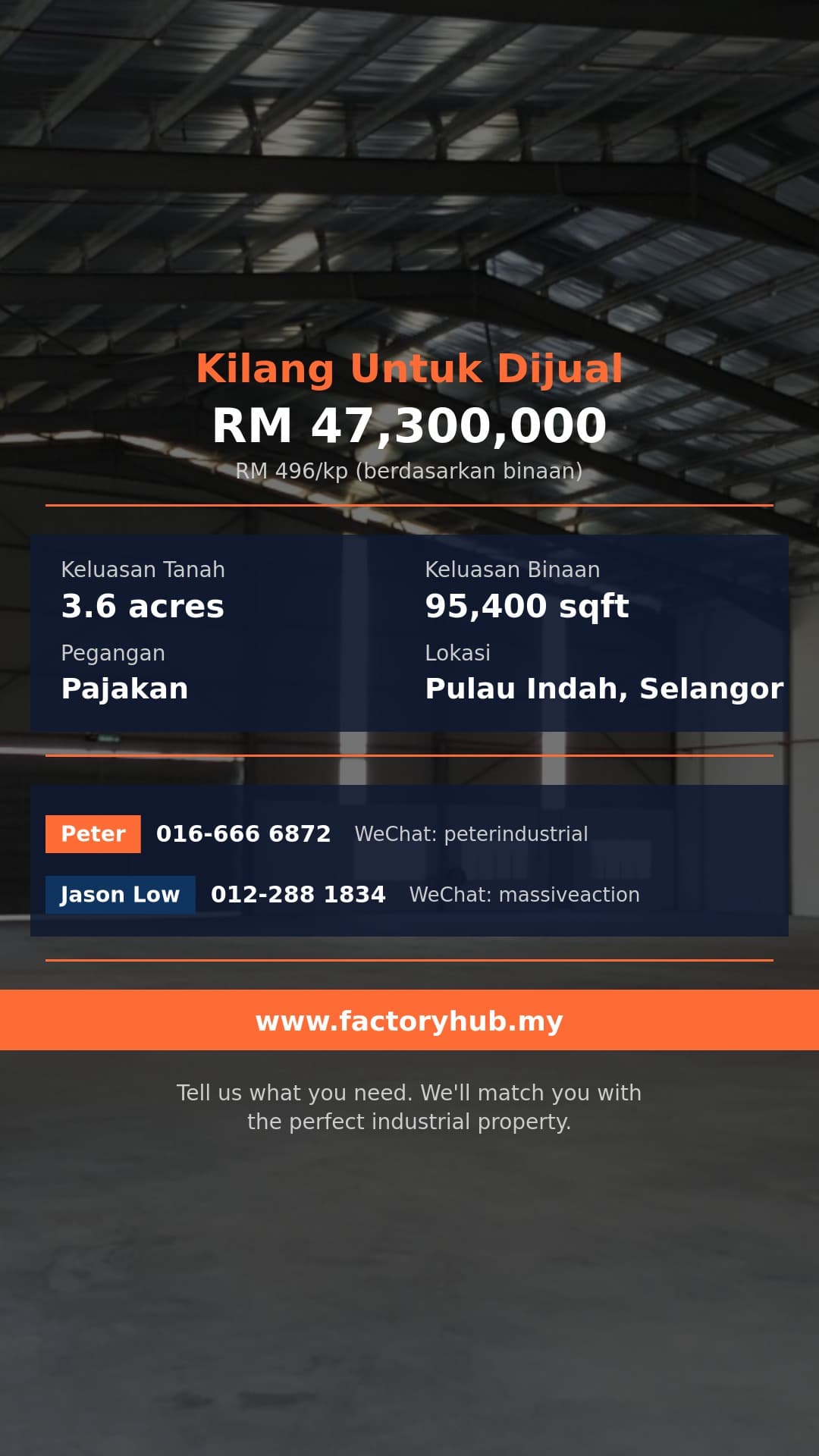 Kilang Untuk Dijual - Pulau Indah, Port Klang Gudang untuk Dijual – RM47.3M 95,400kp - Pulau Indah, Selangor
