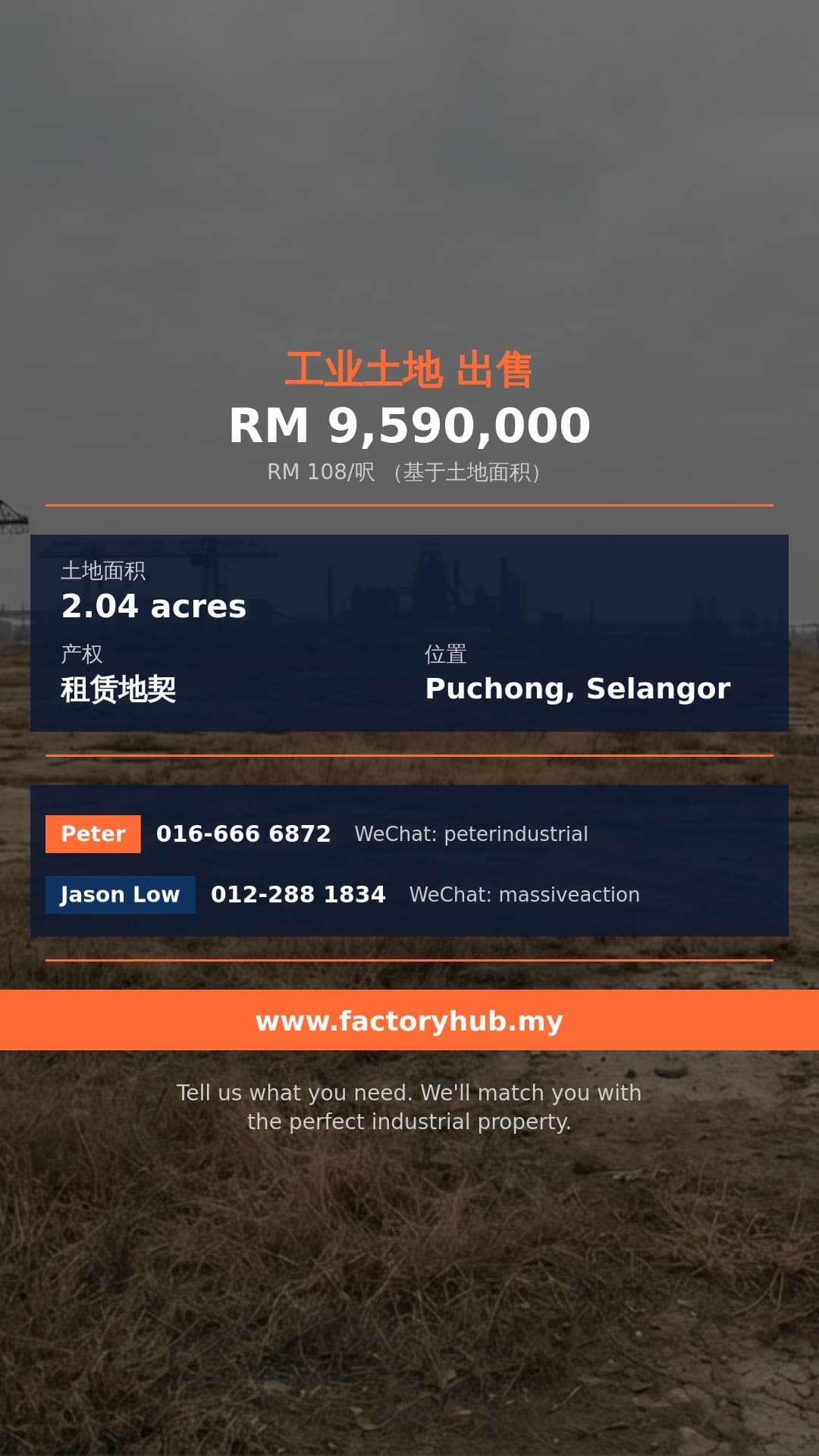 土地 出售 - 雪兰莪16 Sierra工业地出售 – RM9.59M 2.04英亩 - Puchong, Selangor