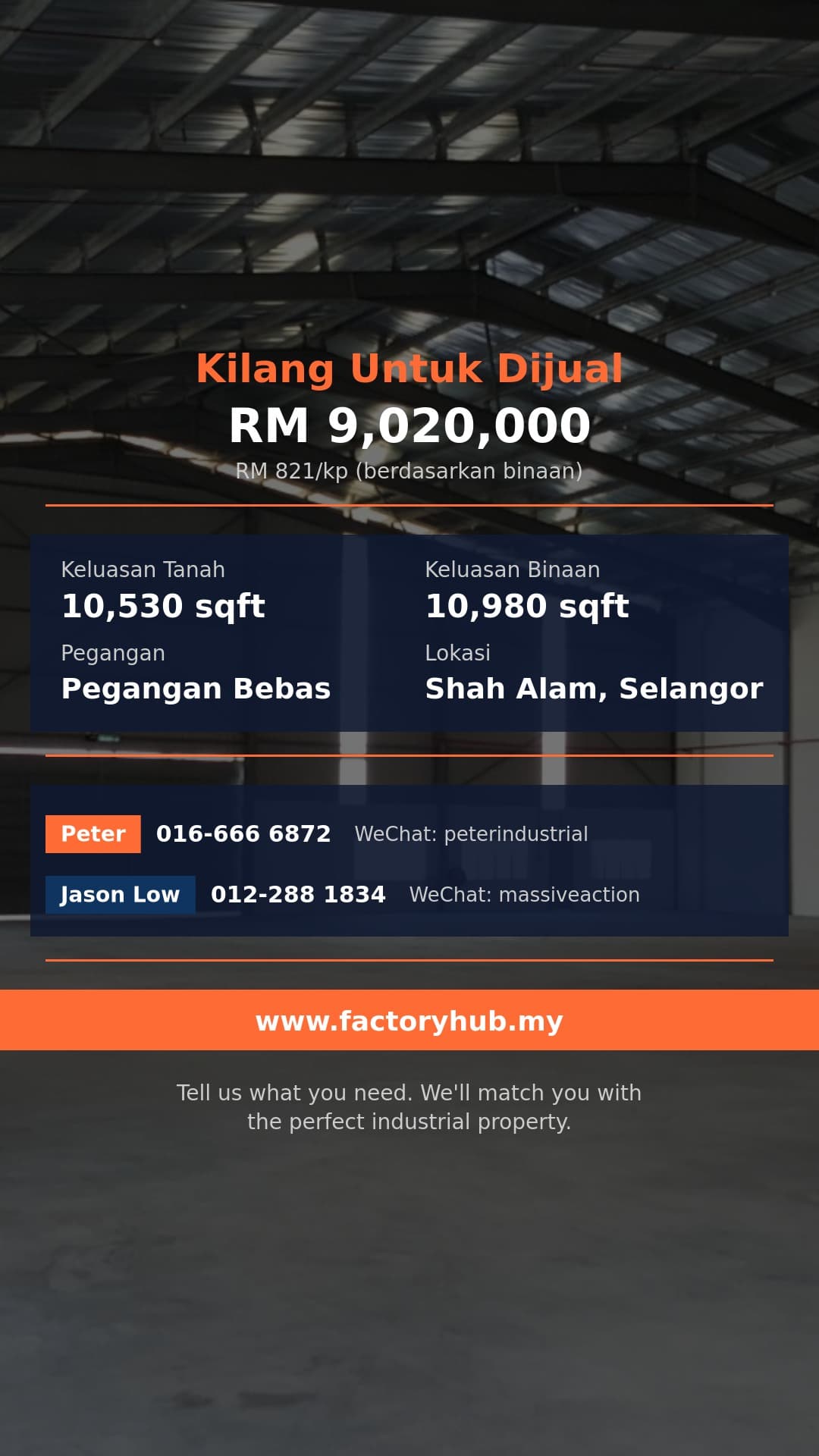 Kilang Untuk Dijual - Bukit Kemuning, Shah Alam Pegangan Bebas Kilang Berkembar Dijual - Shah Alam, Selangor