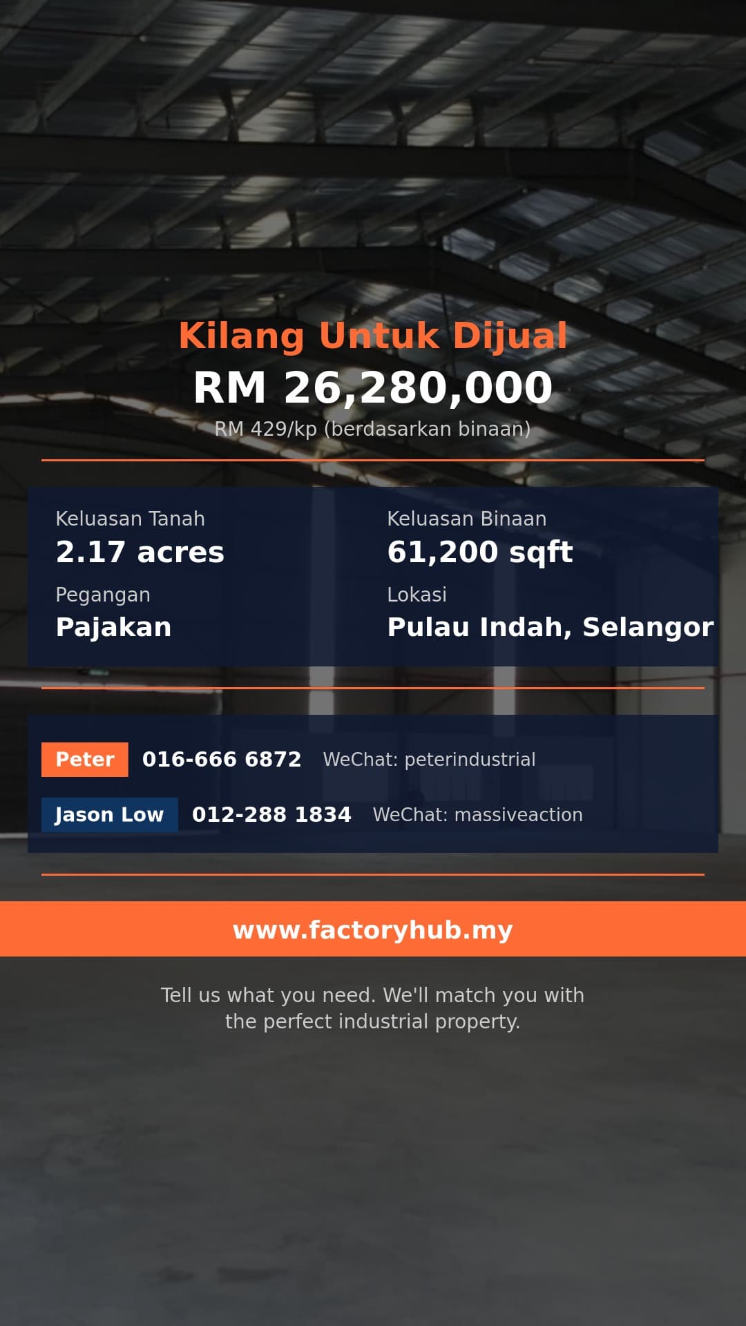 Kilang Untuk Dijual - Kilang Berkembar untuk Dijual di Pulau Indah, Pelabuhan Klang - Pulau Indah, Selangor