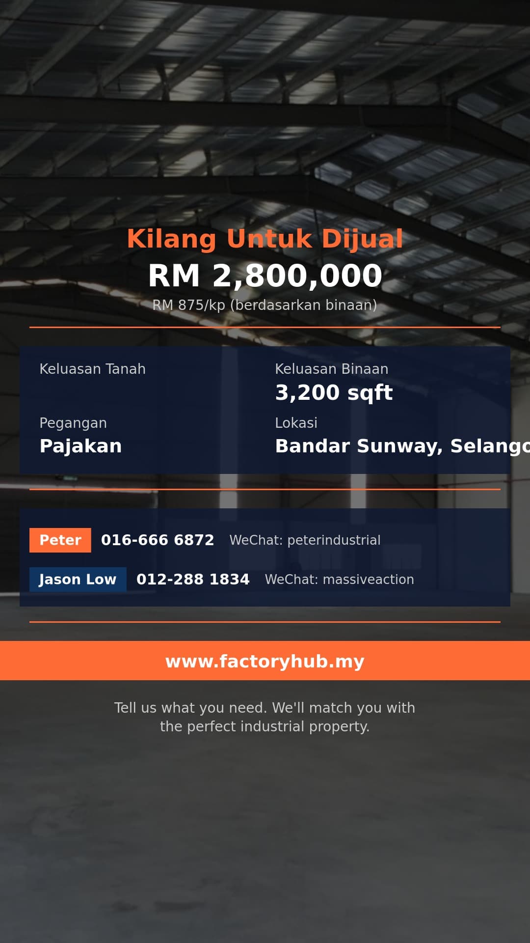 Kilang Untuk Dijual - Bandar Sunway Kilang Teres untuk Dijual – RM2.8J 3200kp - Bandar Sunway, Selangor