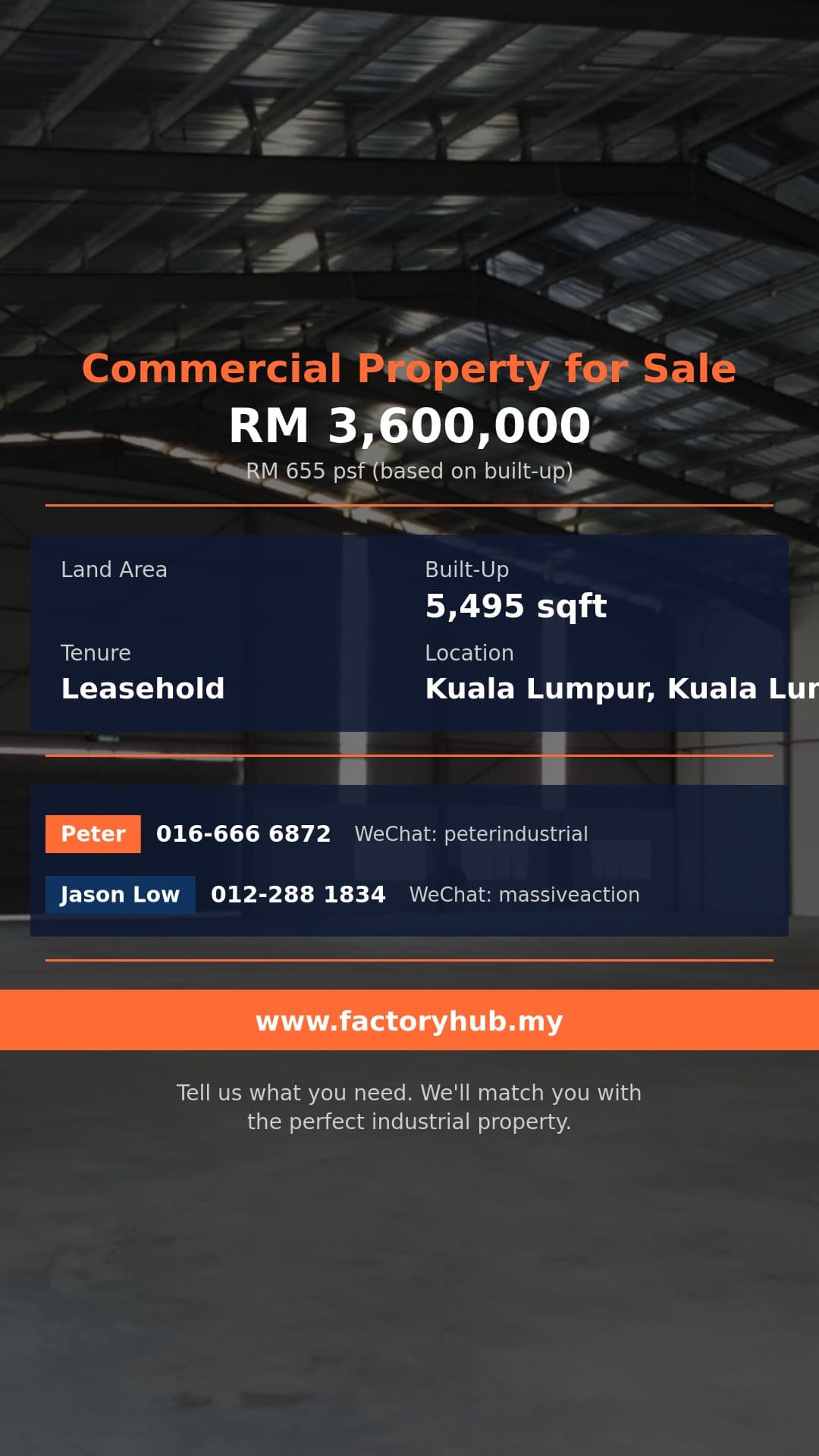 Commercial For Sale - RM3.6M 4-Storey Shop Lot for Sale in Kuchai Entrepreneurs Park – 5495sf - Kuala Lumpur, Kuala Lumpur