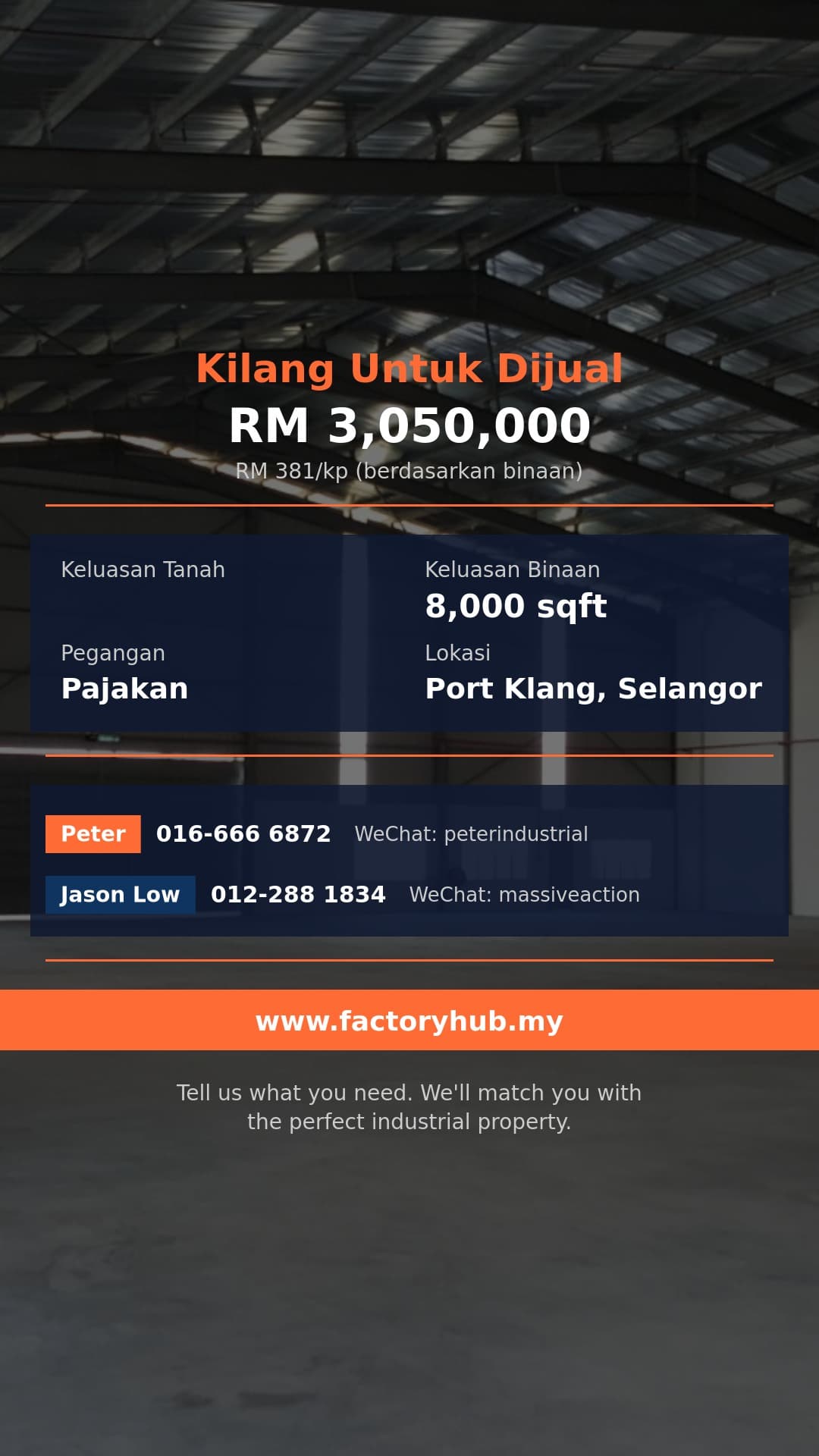 Kilang Untuk Dijual - RM3.05J Kilang Berkembar untuk Dijual di Northport – 8000kp - Port Klang, Selangor