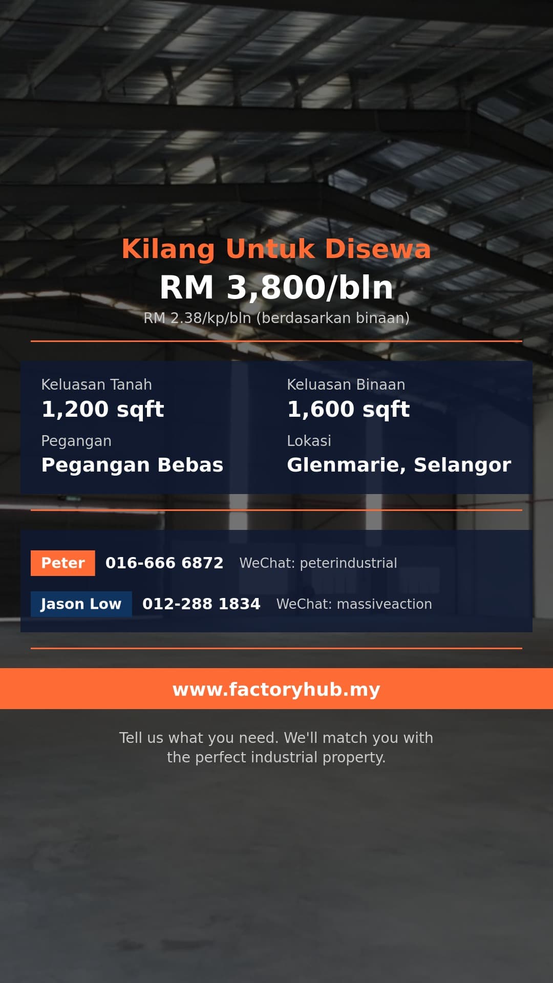 Kilang Untuk Disewa - Kilang Teres untuk Disewa di Glenmarie – RM3.8K/bln 1600kp - Glenmarie, Selangor
